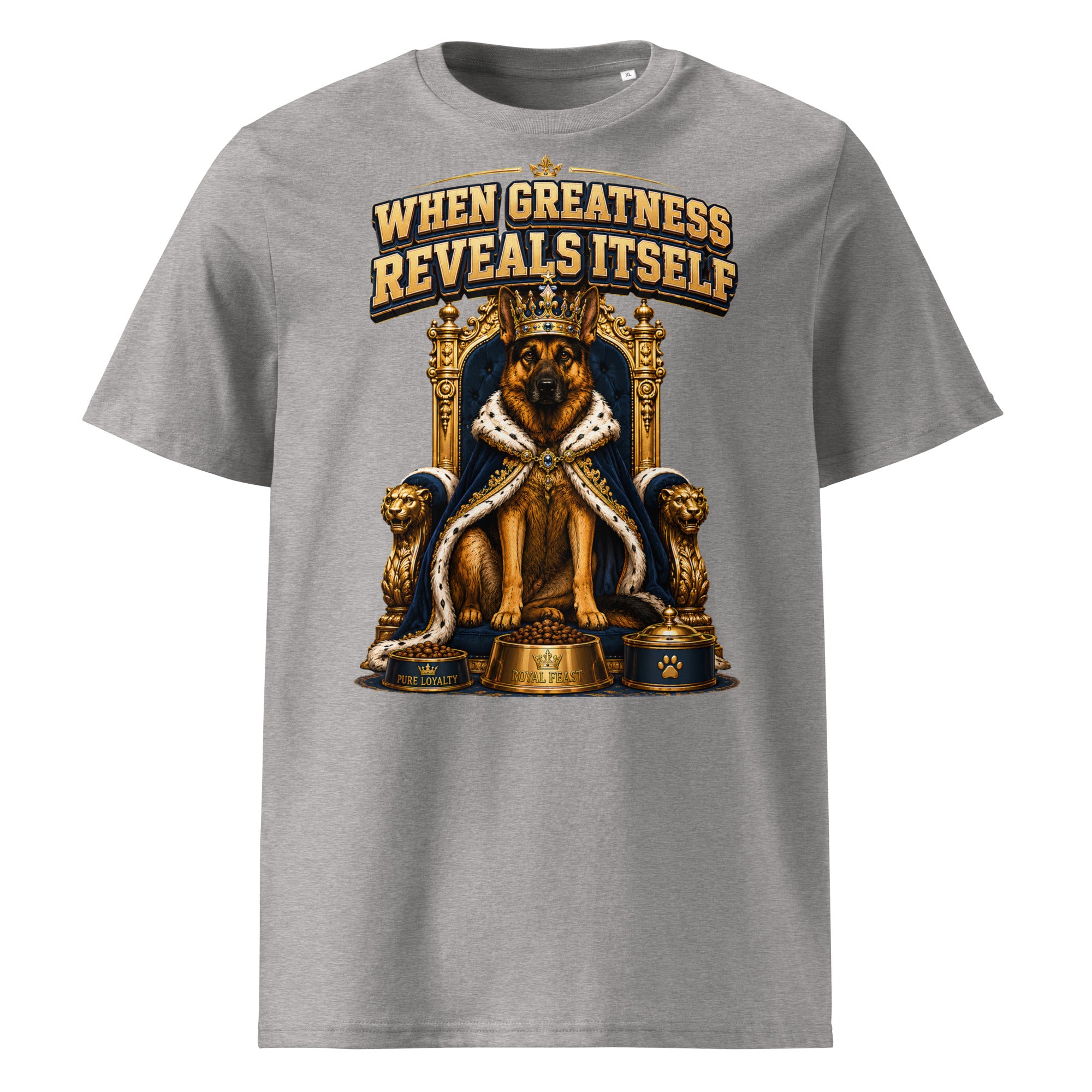 German Shepherd King Royal Greatness Organic Cotton T-Shirt by printfluence.net