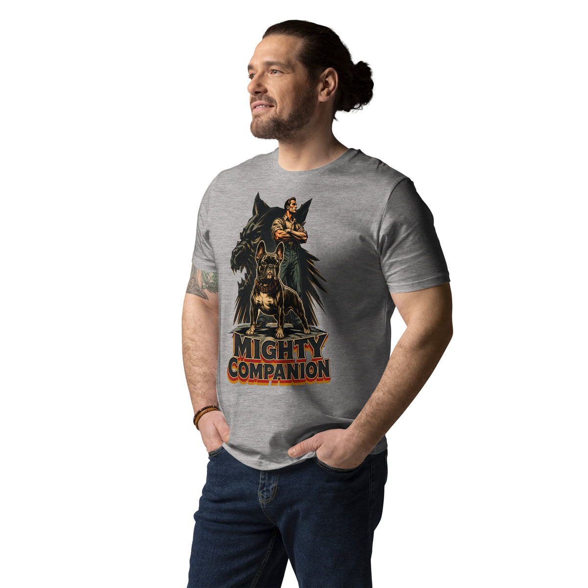 Mighty Companion Frenchie Tee - Organic French Bulldog Lovers T-Shirt T-15 by printfluence.net