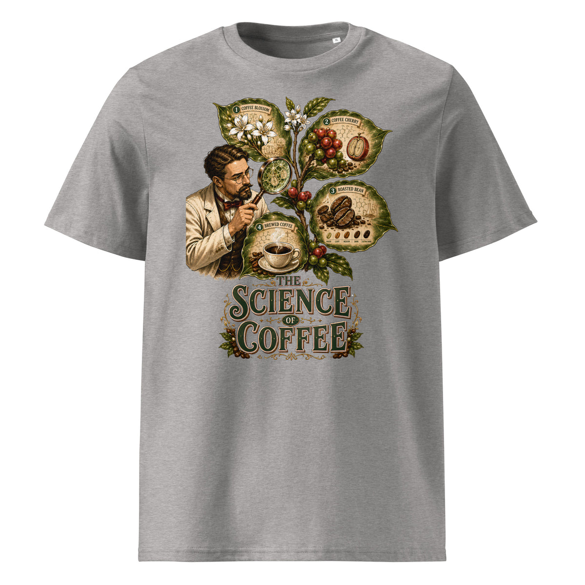 Coffee Lovers Unisex Organic Cotton T-shirt The Science of Coffee – Educational Botanical Graphic Tee by printfluence.net