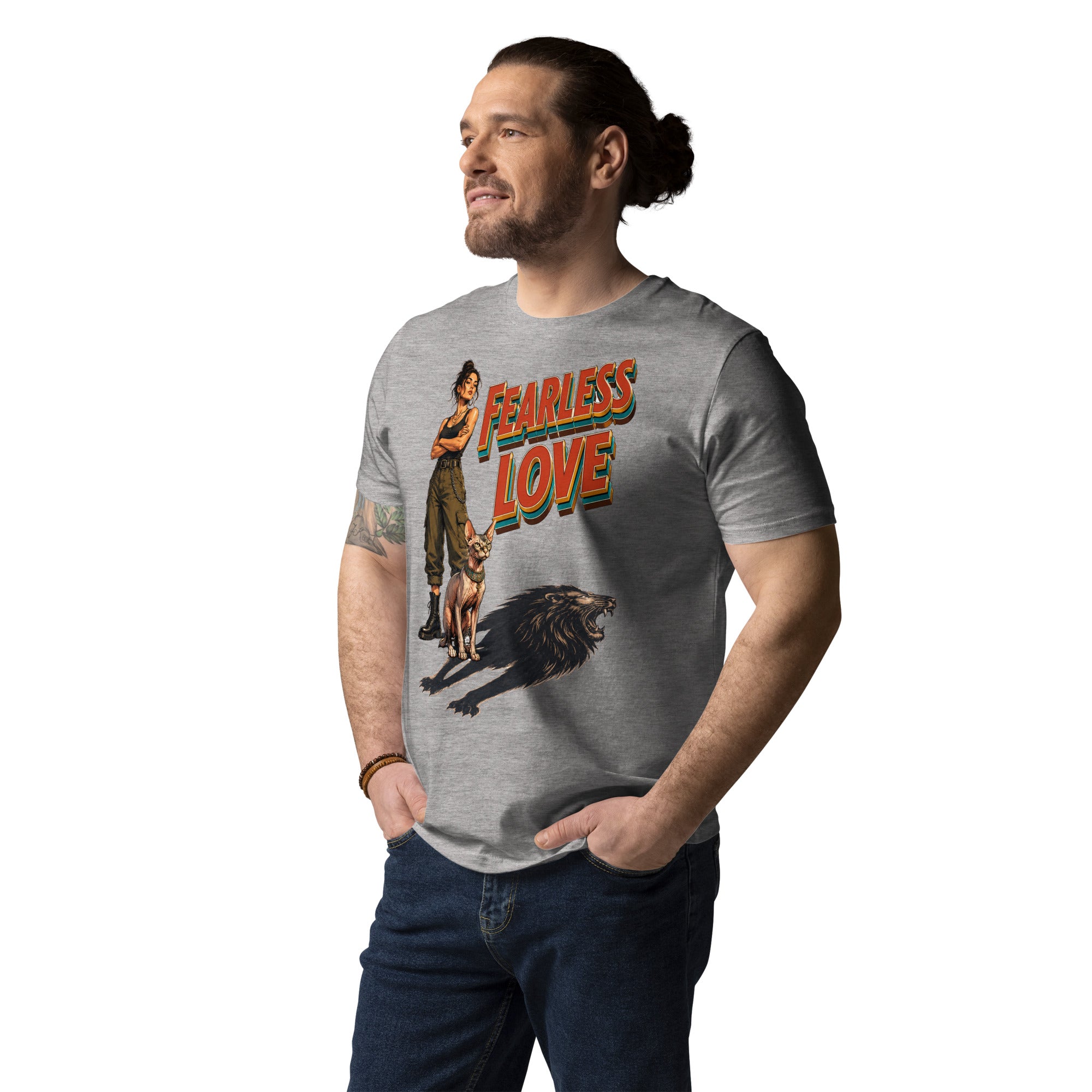 Cat Lovers Unisex Organic Cotton T-Shirt "Fearless Love" by printfluence.net