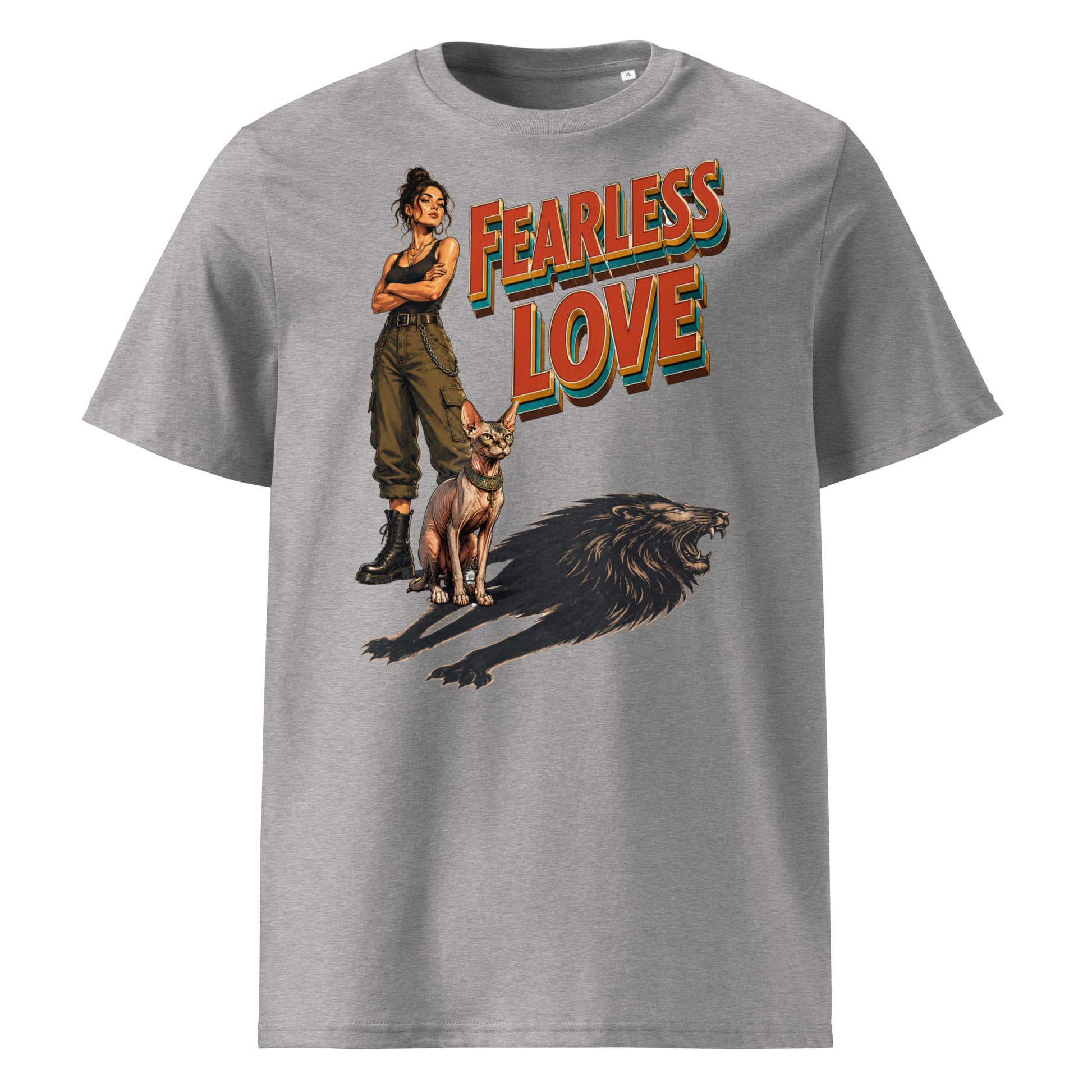 Cat Lovers Unisex Organic Cotton T-Shirt "Fearless Love" by printfluence.net
