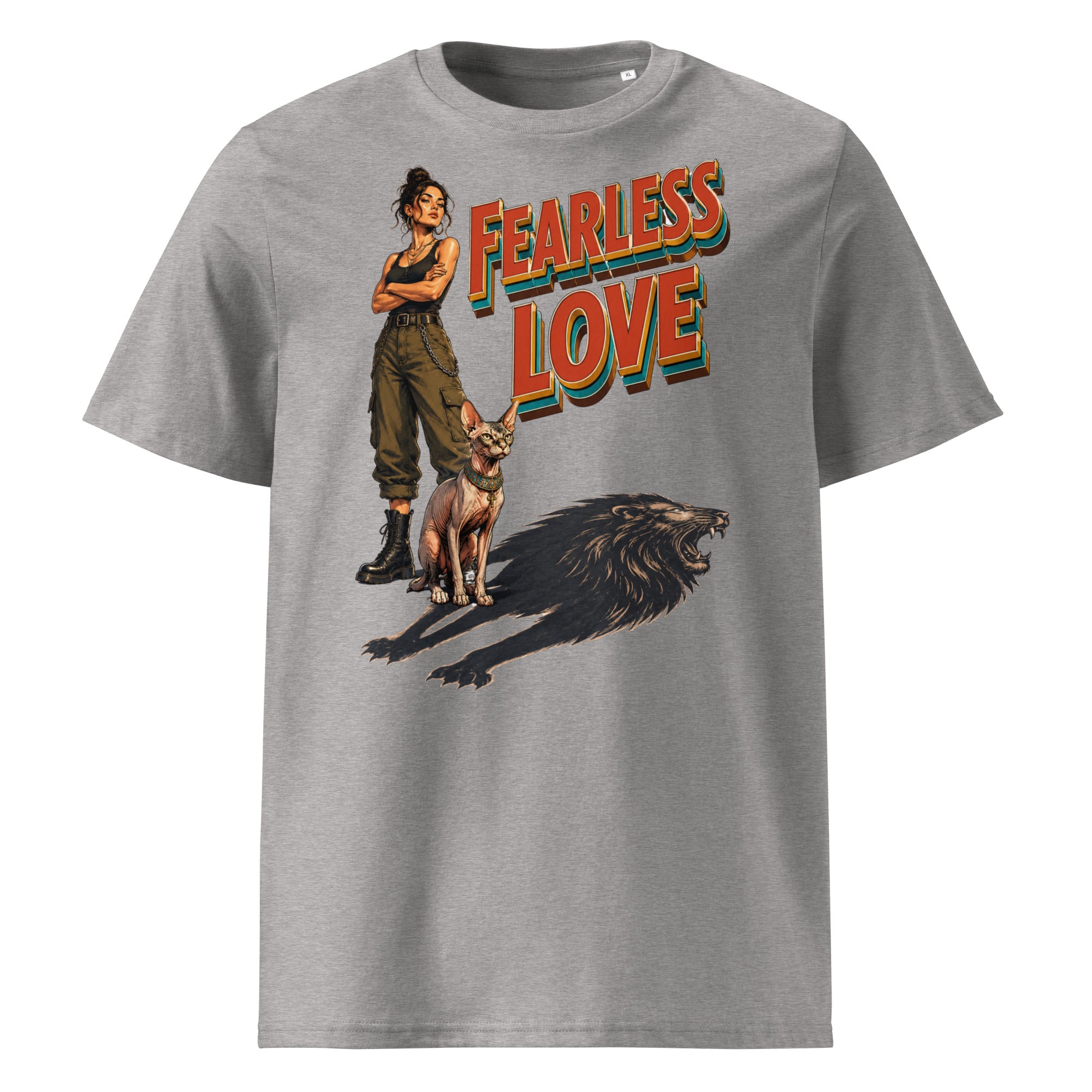 Cat Lovers Unisex Organic Cotton T-Shirt "Fearless Love" by printfluence.net