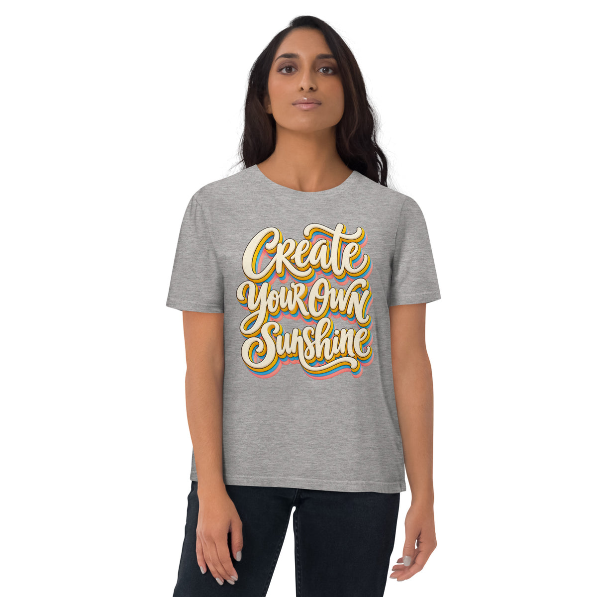 Inspirational Quotes Lovers | Unisex Organic Cotton Creator 2.0 T-Shirt — Create Your Own Sunshine by printfluence