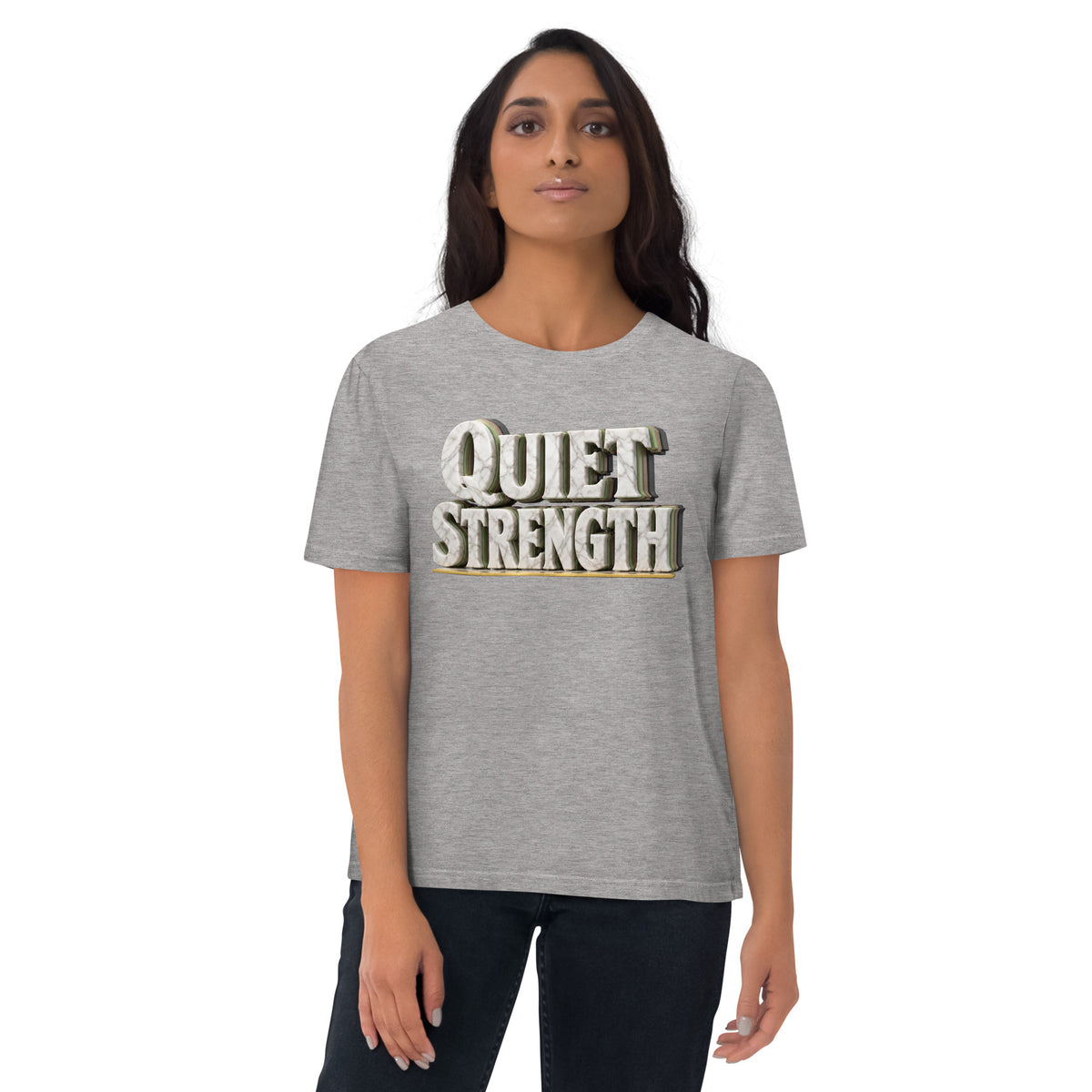Inspirational Quotes Lovers | Unisex Organic Cotton Creator 2.0 T-Shirt — QUIET STRENGTH by printfluence