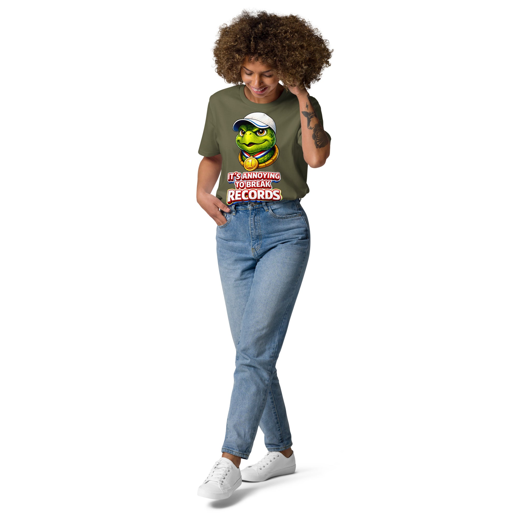 Unisex organic cotton t-shirt - "Annoying Success" Champion Turtle T-Shirt – Funny Sarcastic Winner Graphic Tee by printfluence.net