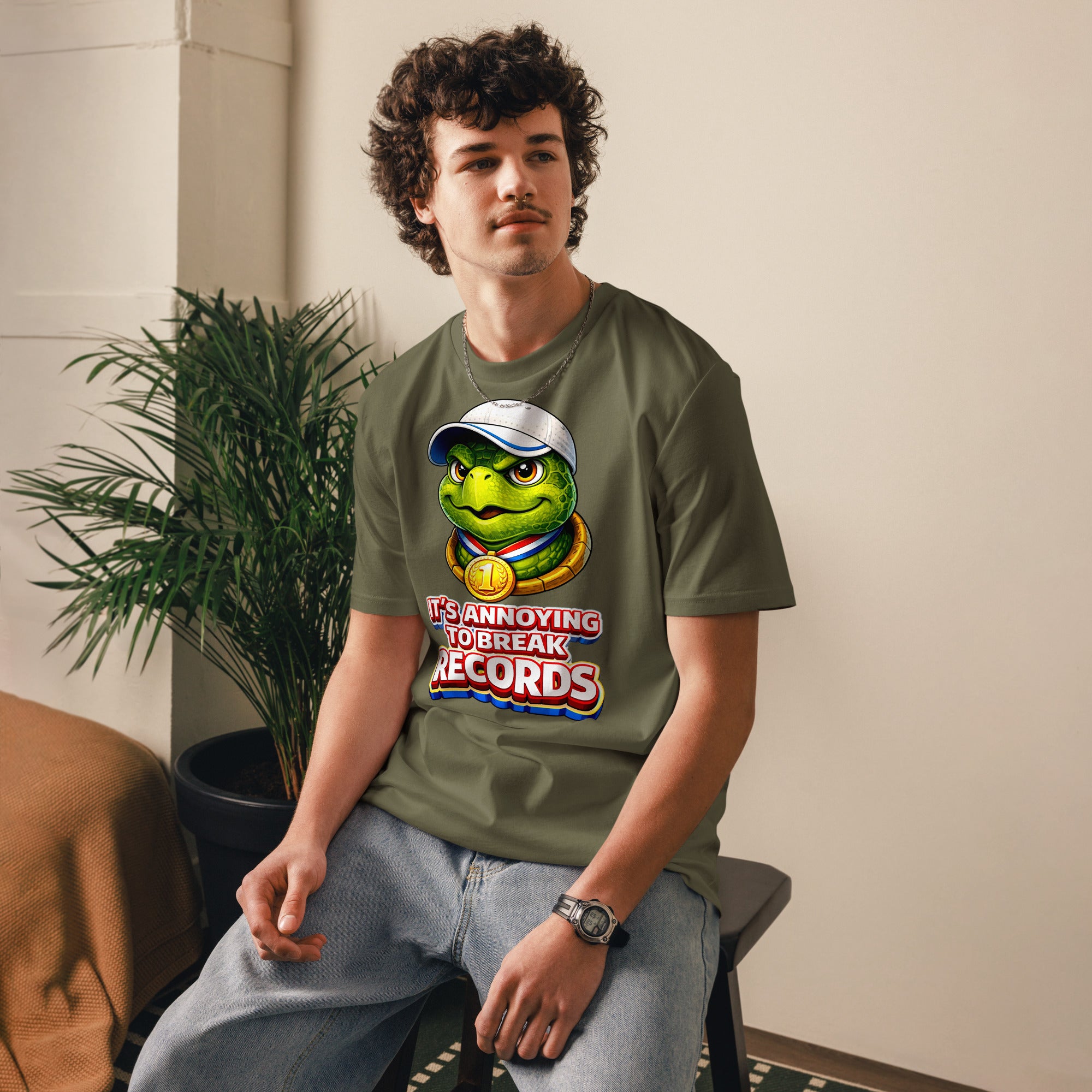 Unisex organic cotton t-shirt - "Annoying Success" Champion Turtle T-Shirt – Funny Sarcastic Winner Graphic Tee by printfluence.net