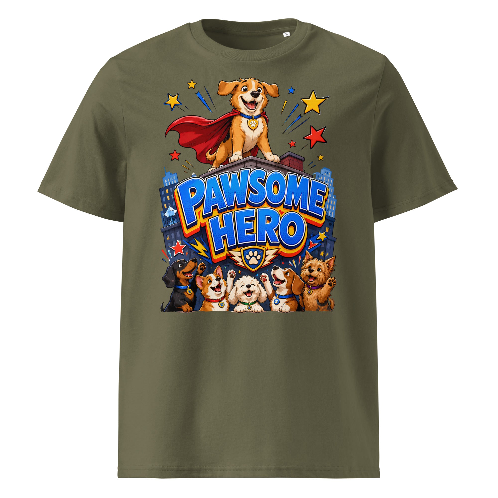 Elite Pawsome Hero - Premium Luxury Organic Cotton Dog Lovers T-Shirt by printfluence.net