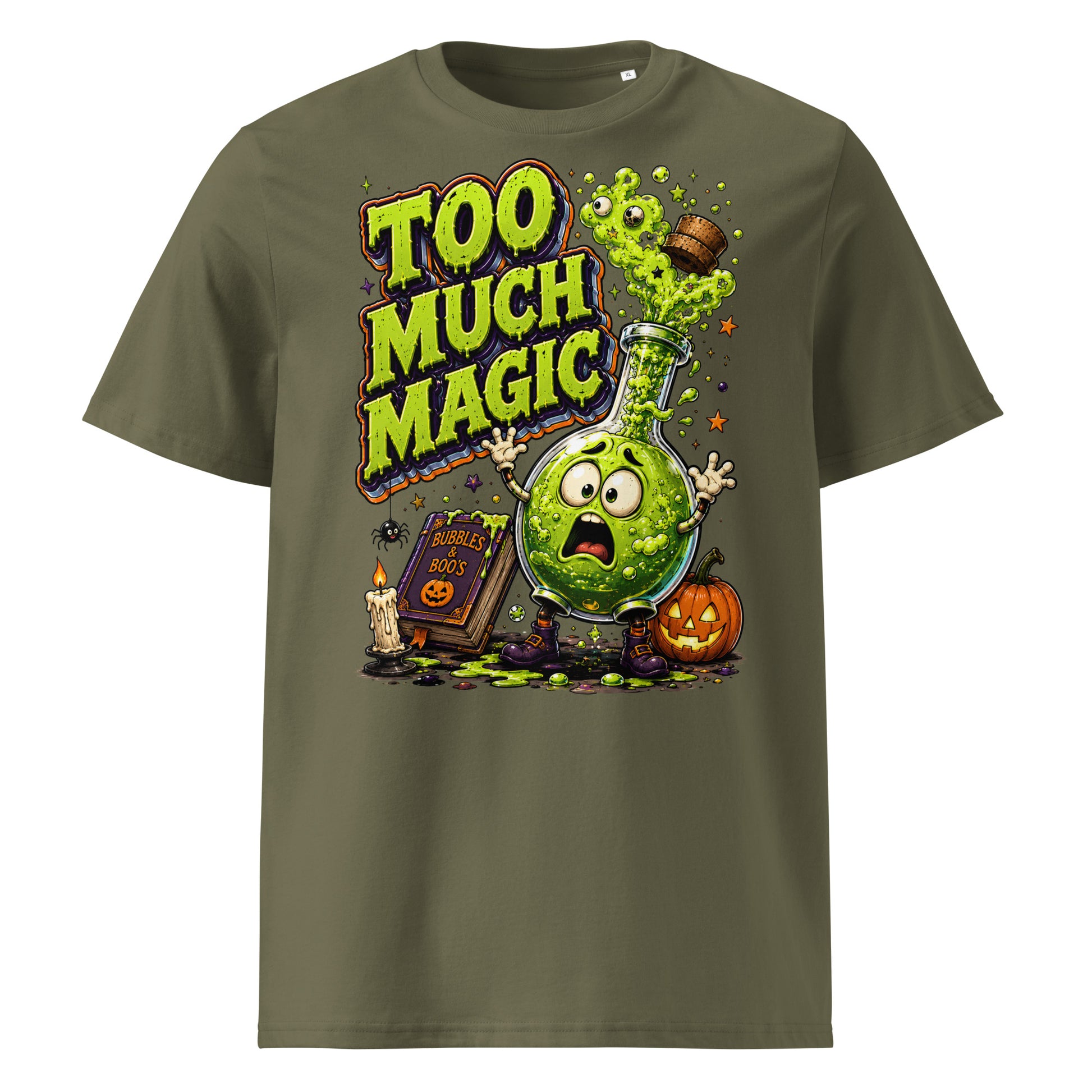 Too Much Magic Horror Mystery Unisex Organic Cotton Tee by printfluence.net