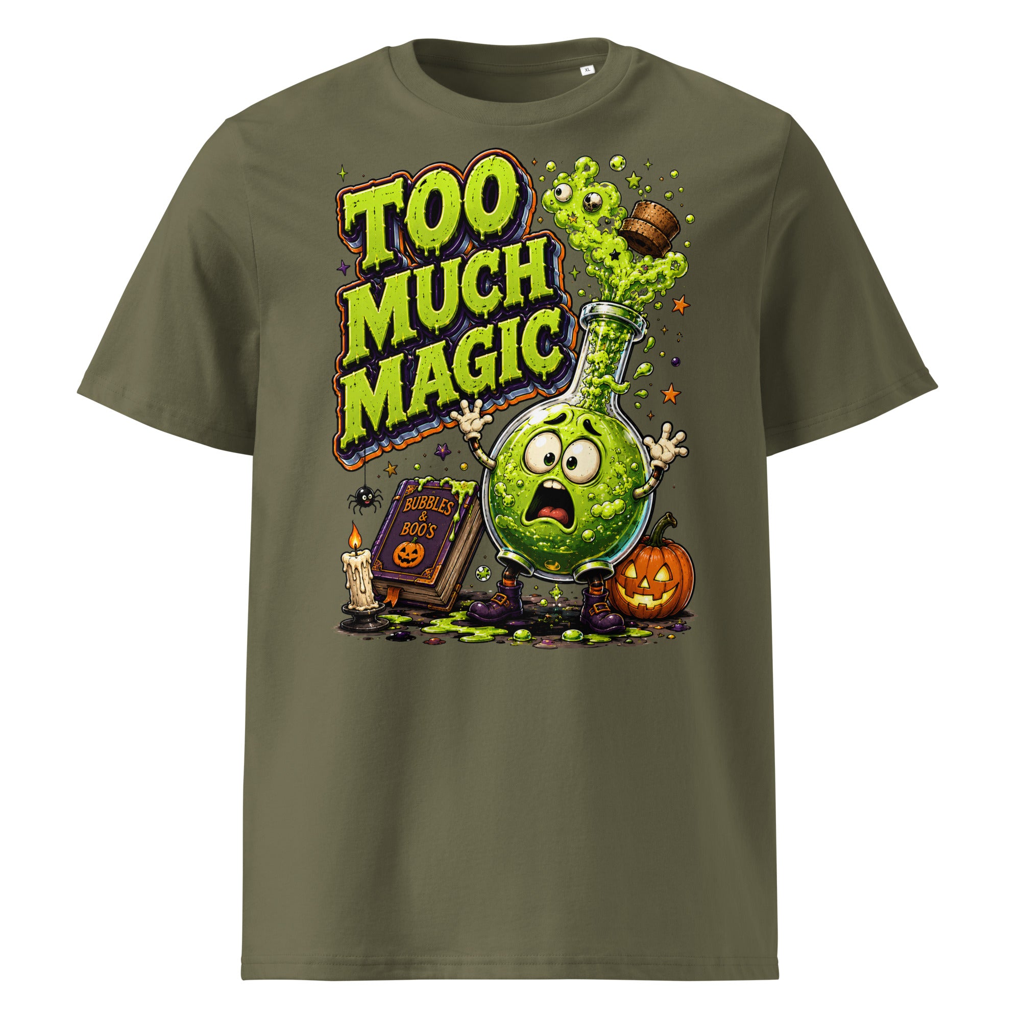 Too Much Magic Horror Mystery Unisex Organic Cotton Tee by printfluence.net