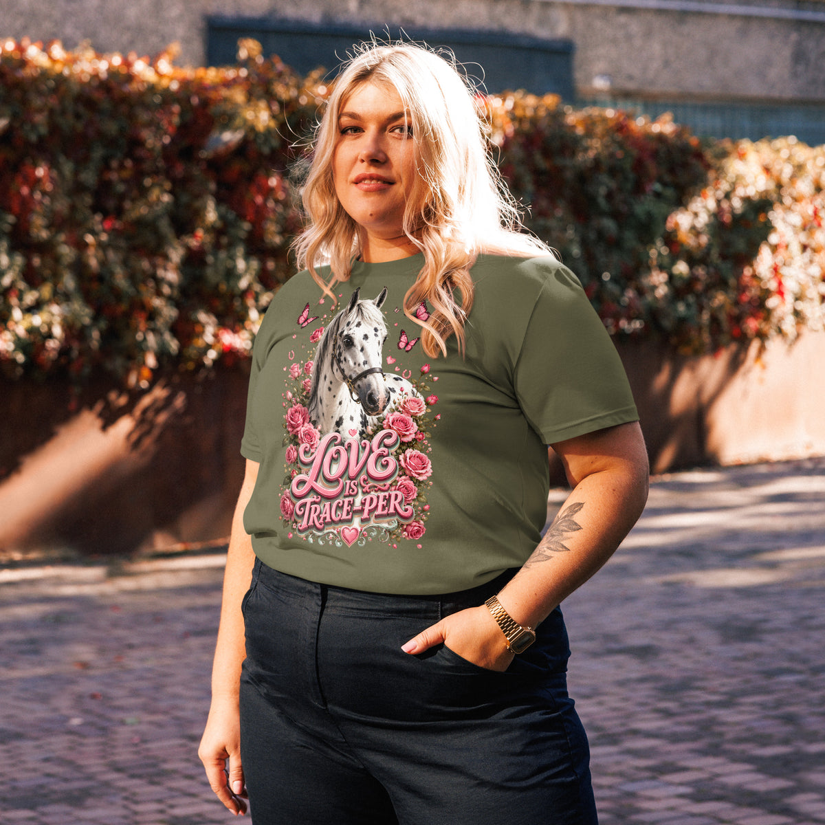 Horse Lovers: Appaloosa Floral Heart - Organic Cotton Tee by printfluence.net
