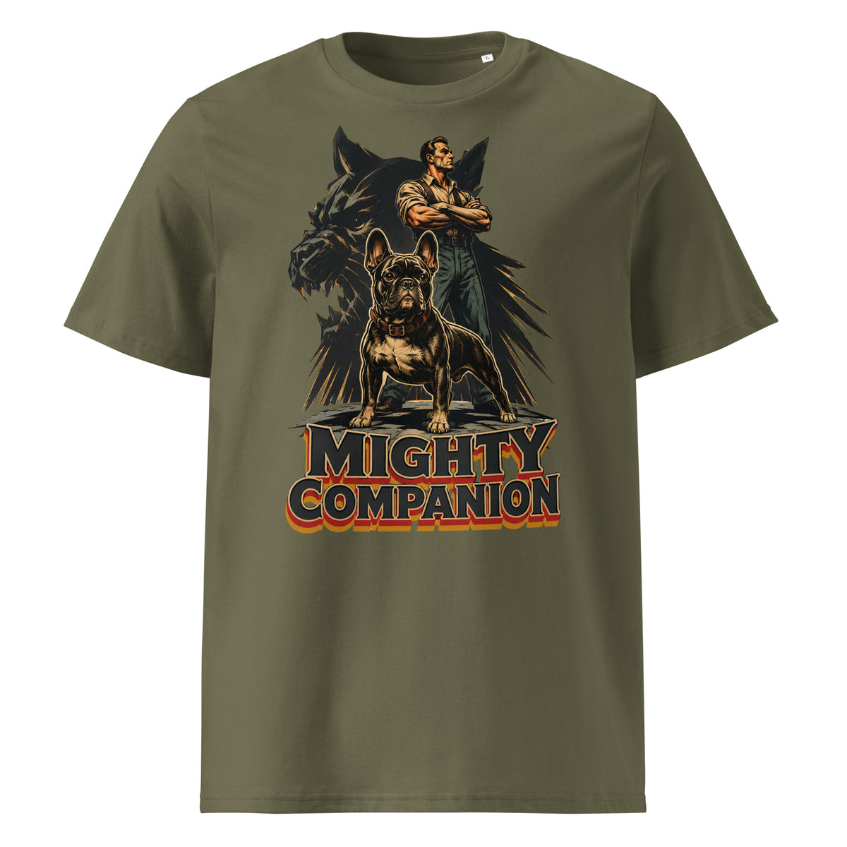 Mighty Companion Frenchie Tee - Organic French Bulldog Lovers T-Shirt T-15 by printfluence.net