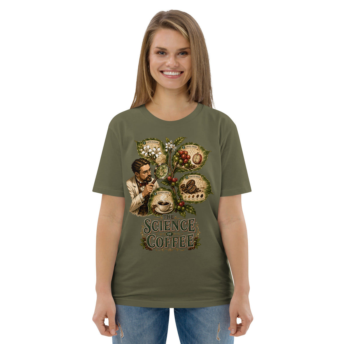 Coffee Lovers Unisex Organic Cotton T-shirt The Science of Coffee – Educational Botanical Graphic Tee by printfluence.net