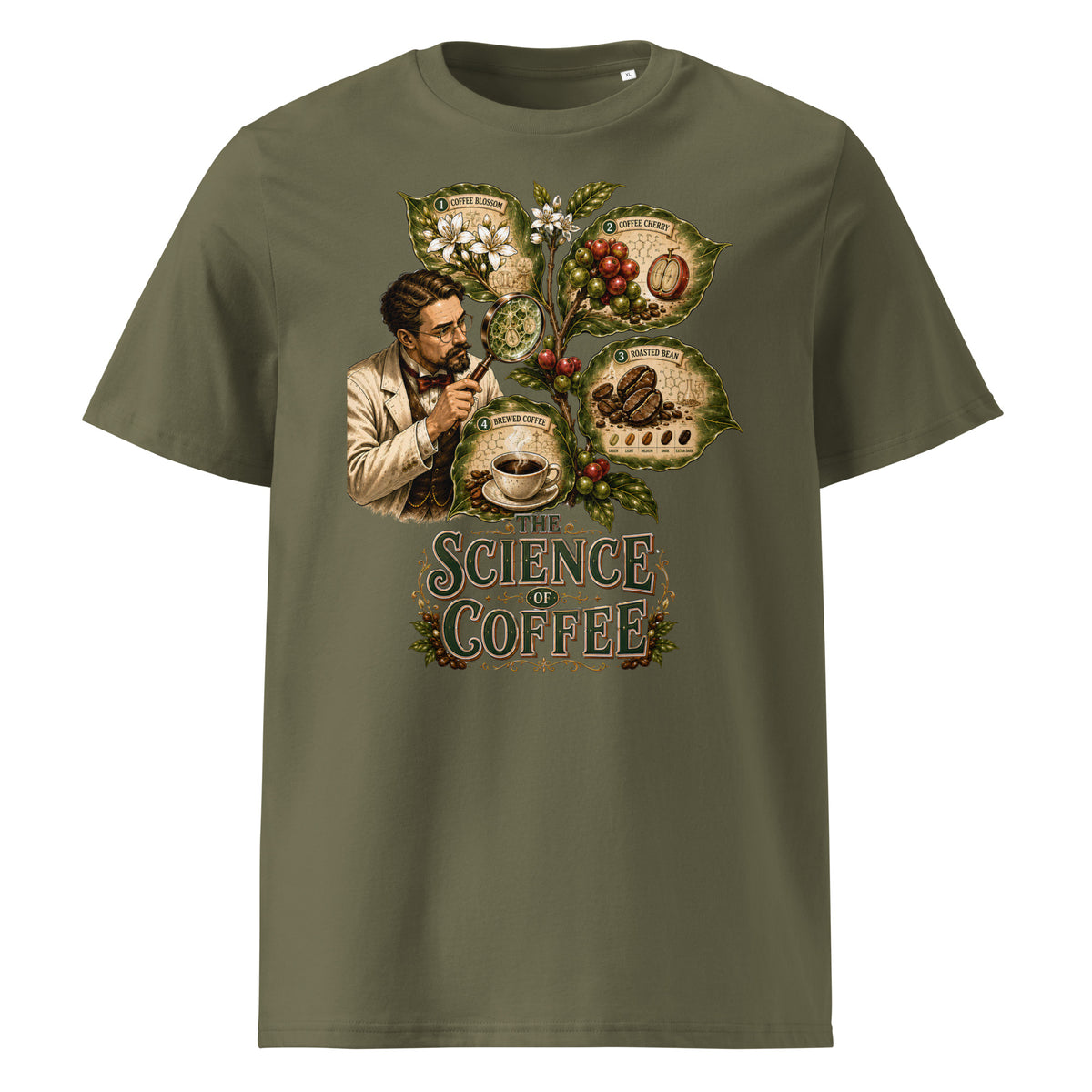 Coffee Lovers Unisex Organic Cotton T-shirt The Science of Coffee – Educational Botanical Graphic Tee by printfluence.net