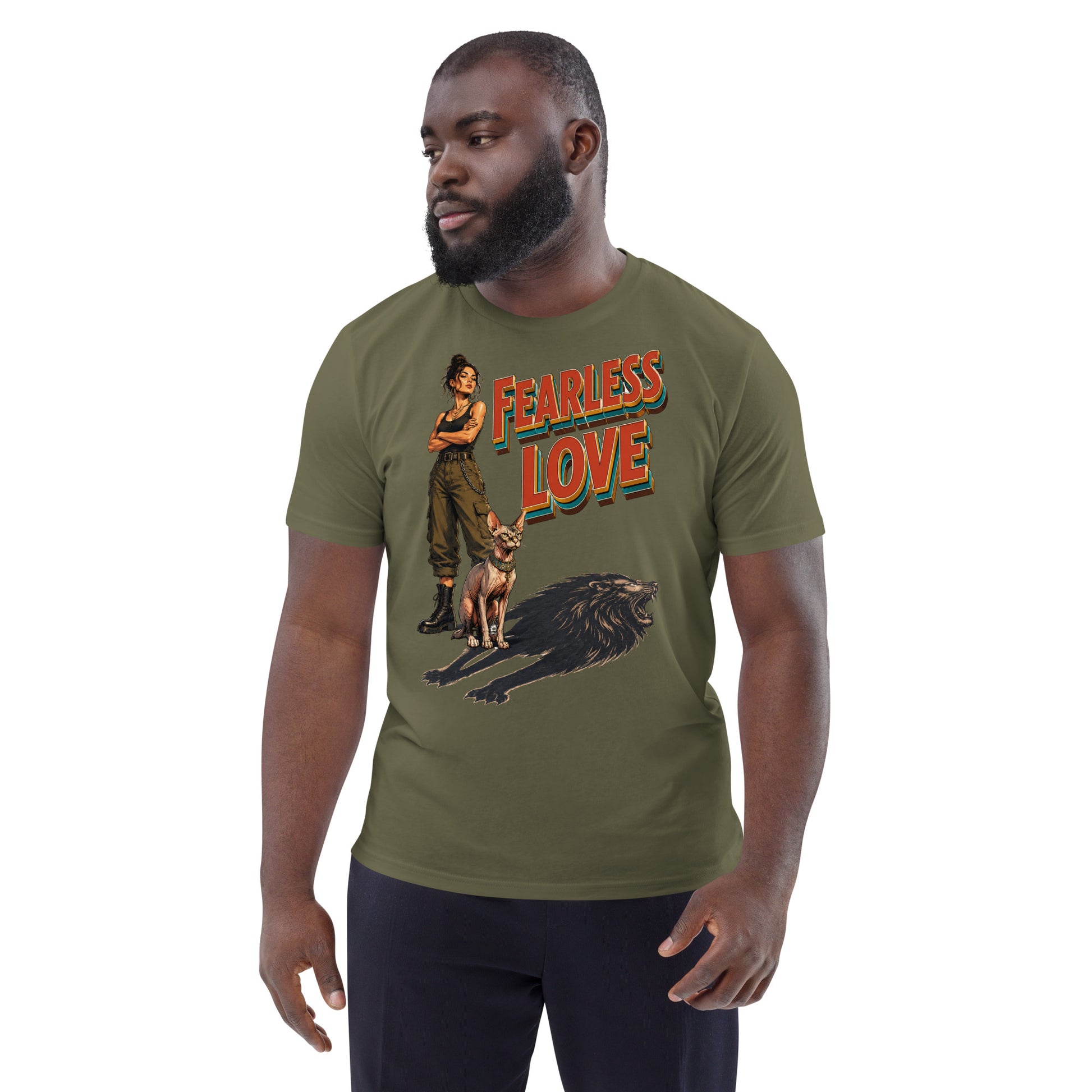 Cat Lovers Unisex Organic Cotton T-Shirt "Fearless Love" by printfluence.net