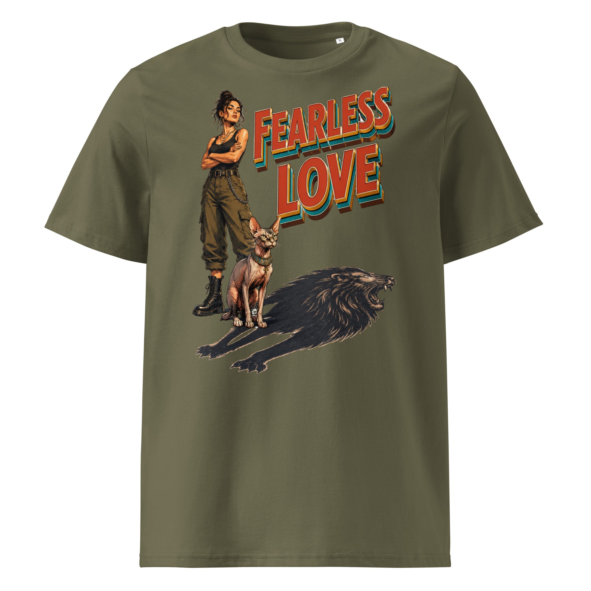 Cat Lovers Unisex Organic Cotton T-Shirt "Fearless Love" by printfluence.net