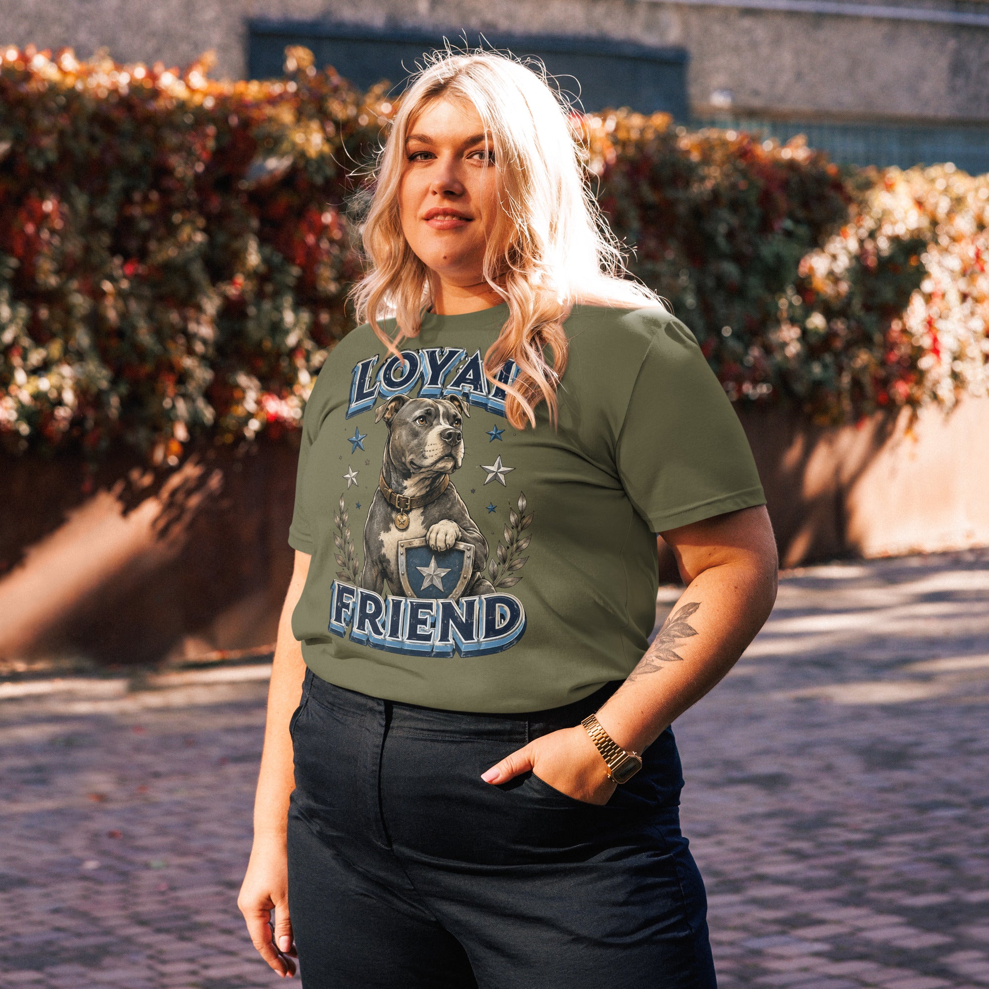 Pitbull Lovers | Unisex Organic Cotton T-Shirt - Loyal Friend by printfluence.net