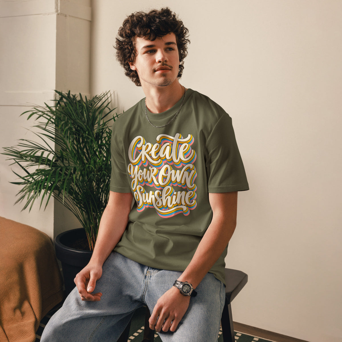 Inspirational Quotes Lovers | Unisex Organic Cotton Creator 2.0 T-Shirt — Create Your Own Sunshine by printfluence