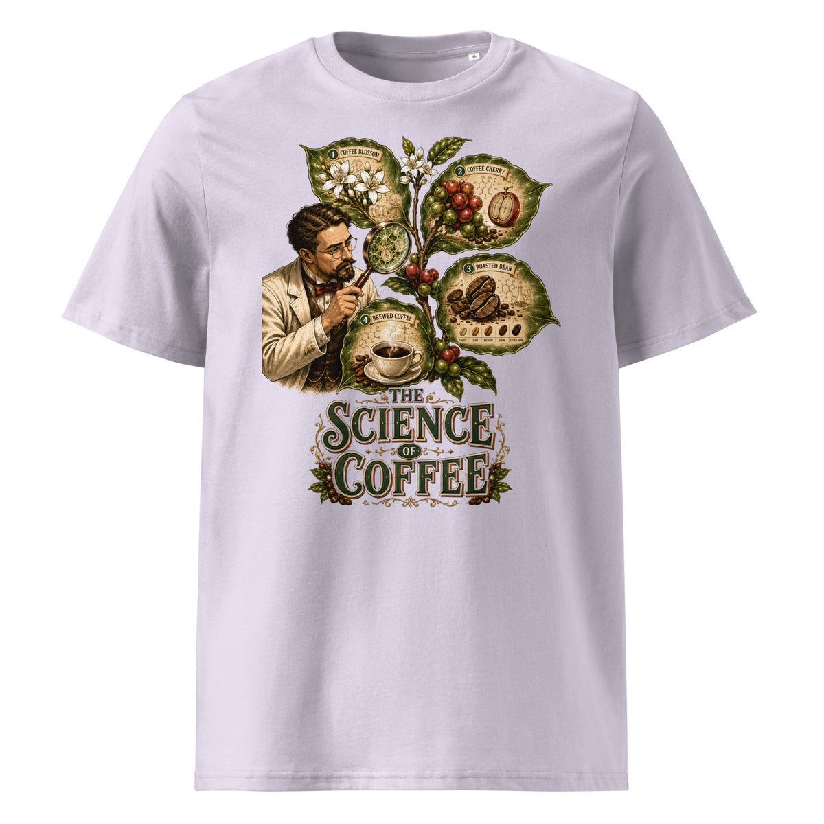 Coffee Lovers Unisex Organic Cotton T-shirt The Science of Coffee – Educational Botanical Graphic Tee by printfluence.net