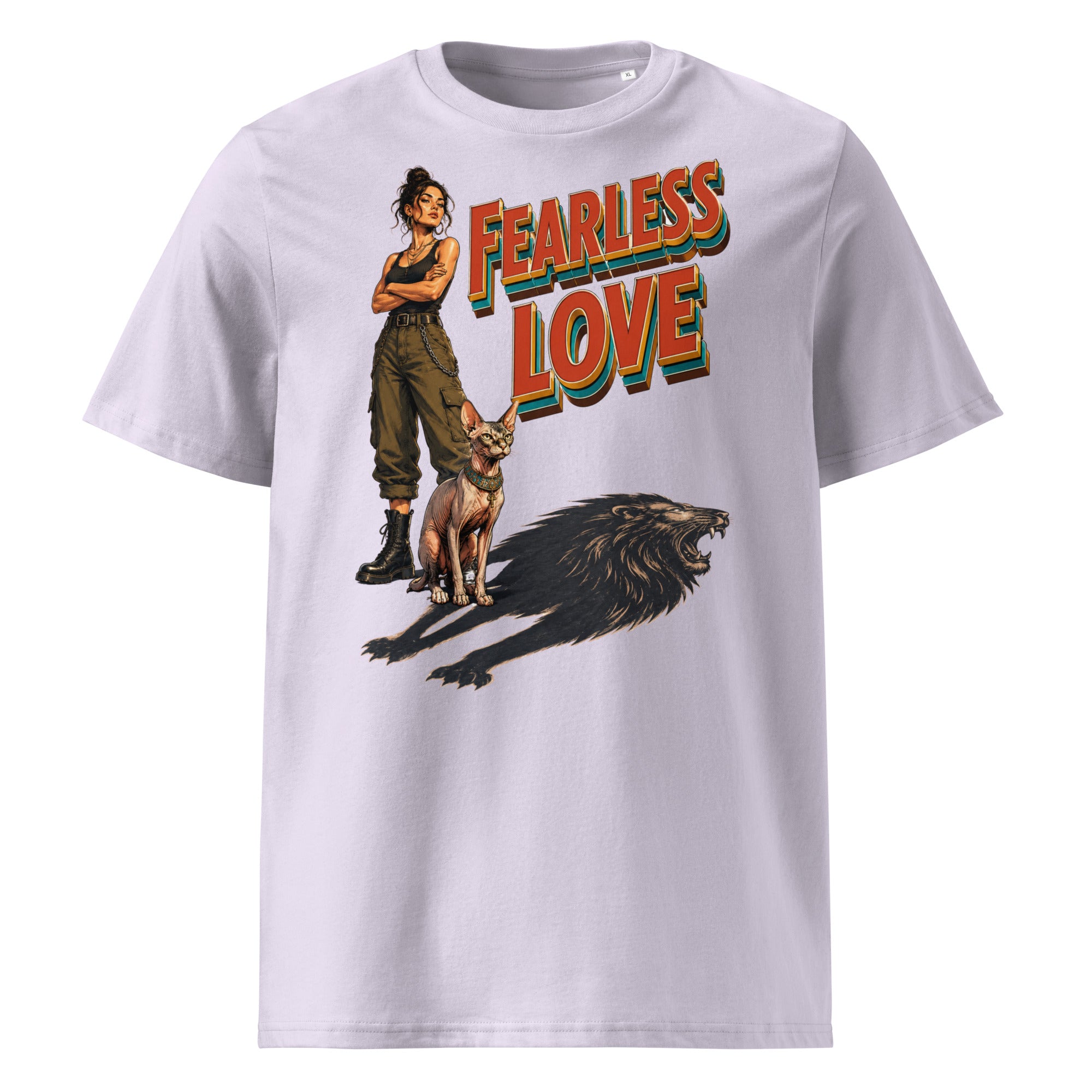 Cat Lovers Unisex Organic Cotton T-Shirt "Fearless Love" by printfluence.net