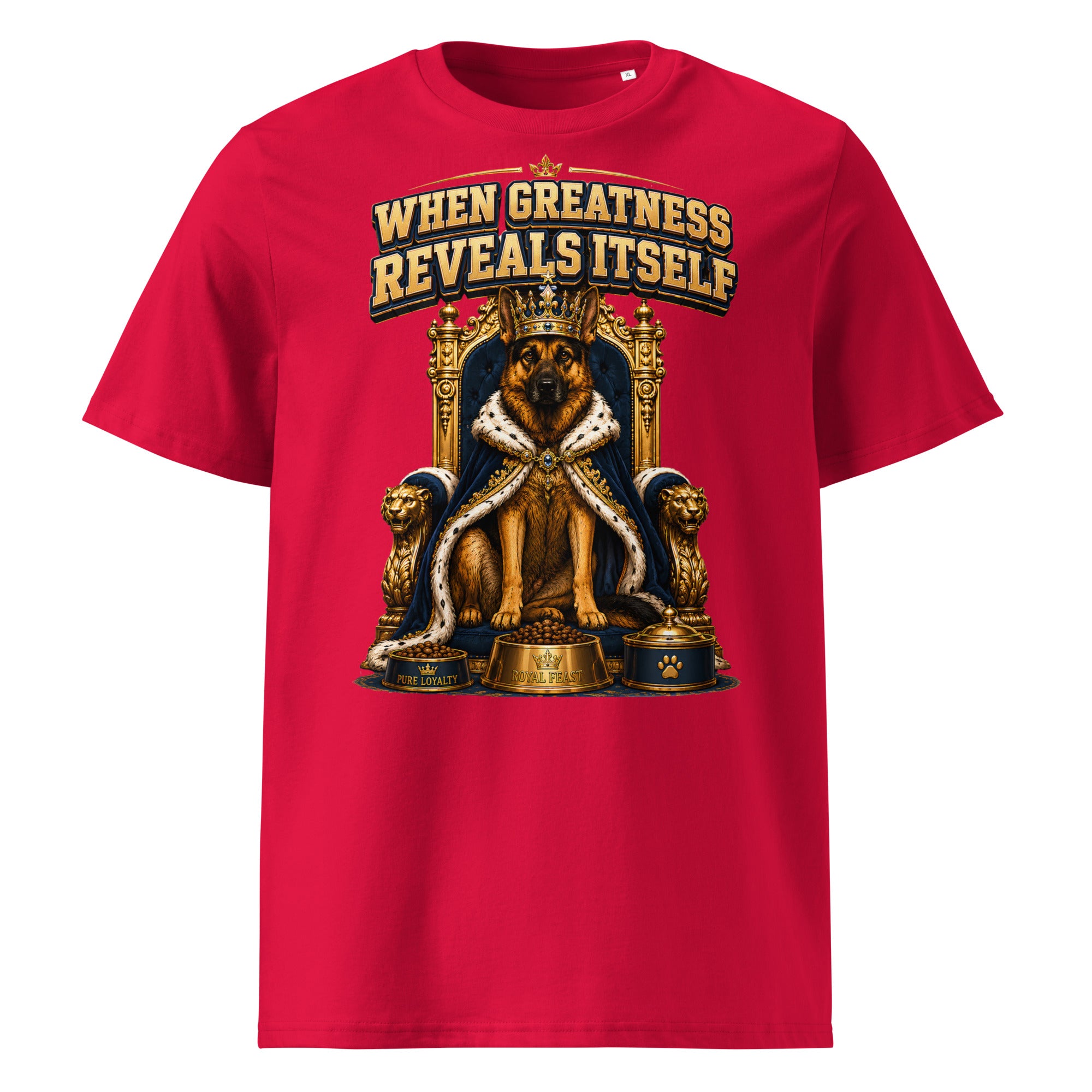 German Shepherd King Royal Greatness Organic Cotton T-Shirt by printfluence.net
