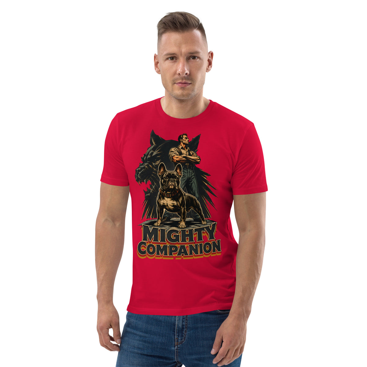 Mighty Companion Frenchie Tee - Organic French Bulldog Lovers T-Shirt T-15 by printfluence.net