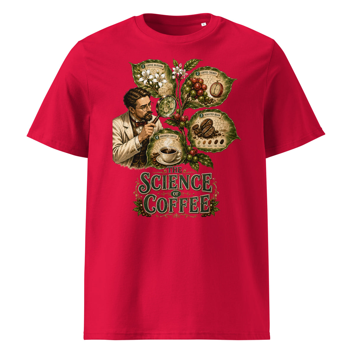 Coffee Lovers Unisex Organic Cotton T-shirt The Science of Coffee – Educational Botanical Graphic Tee by printfluence.net