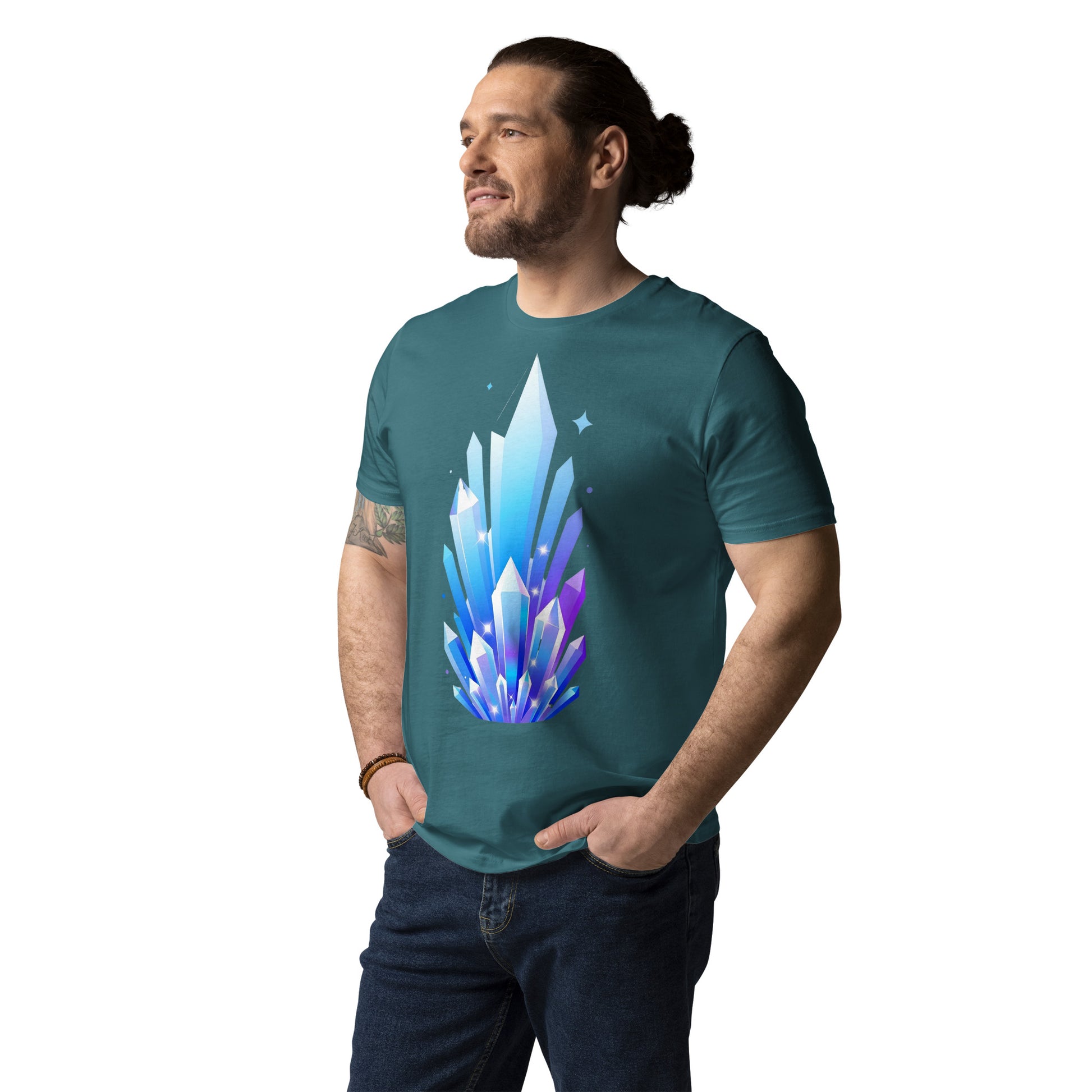 Unisex organic cotton t-shirt - Crystal Pillars Unisex Organic T-Shirt – Shiny Rising Crystals Graphic Tee by printfluence.net