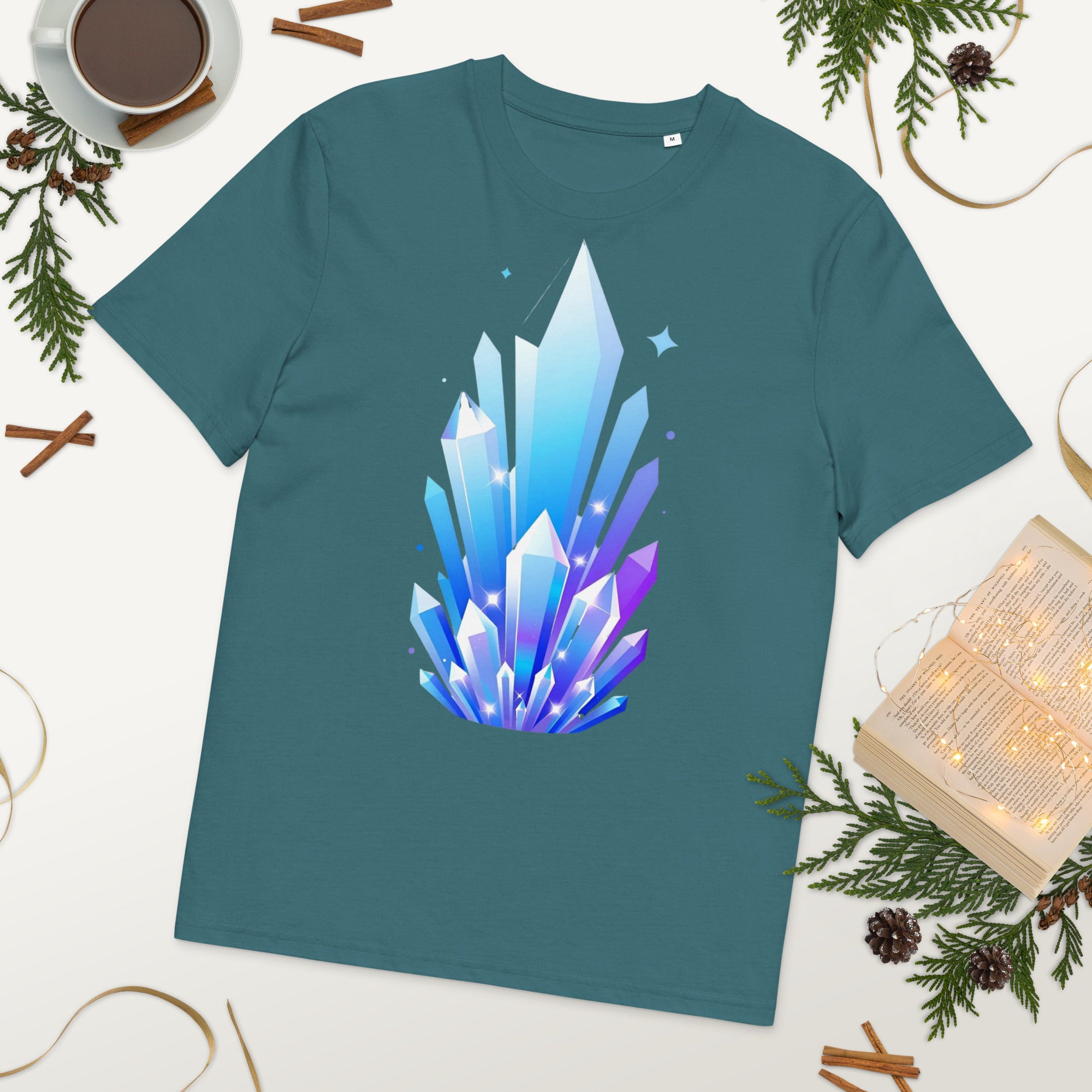 Unisex organic cotton t-shirt - Crystal Pillars Unisex Organic T-Shirt – Shiny Rising Crystals Graphic Tee by printfluence.net