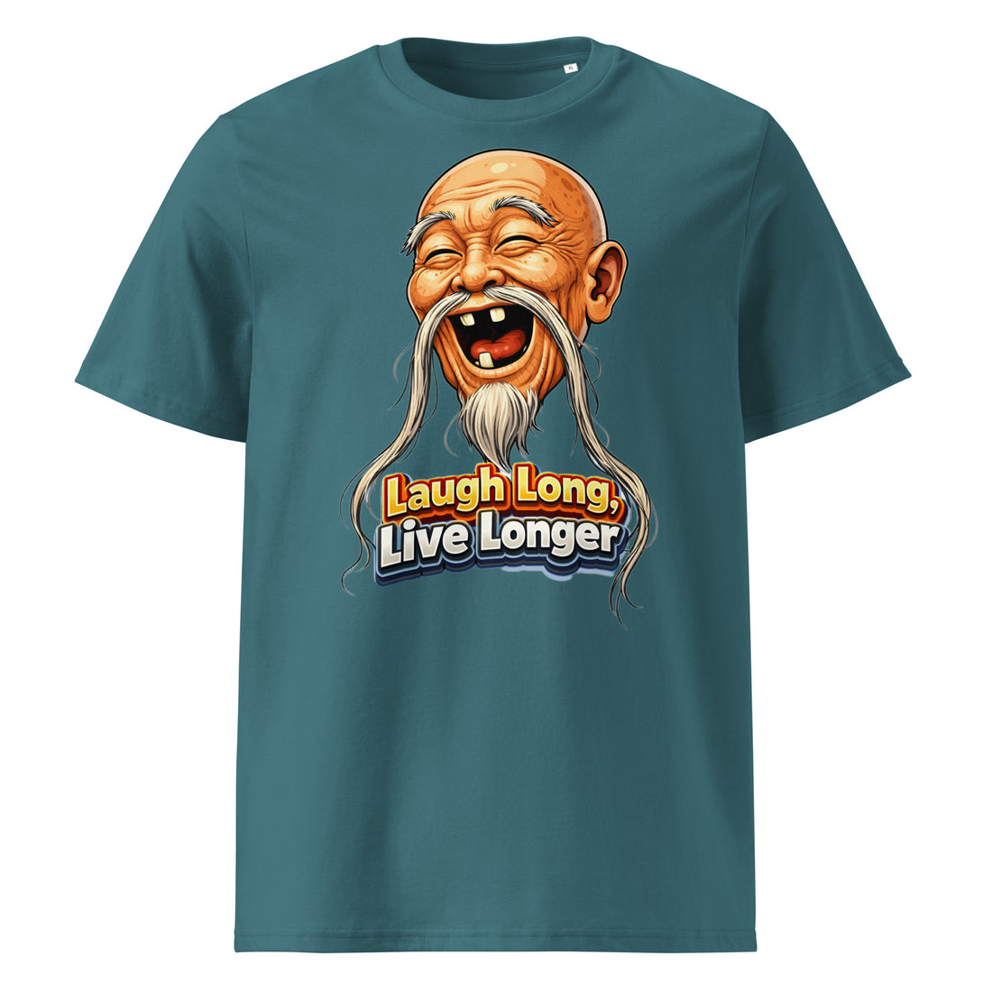 Unisex Organic Cotton Creator 2.0 T-Shirt - Wise Joy: Unisex Organic Cotton T-Shirt - Laugh Long Live Longer Graphic Tee by printfluence.net