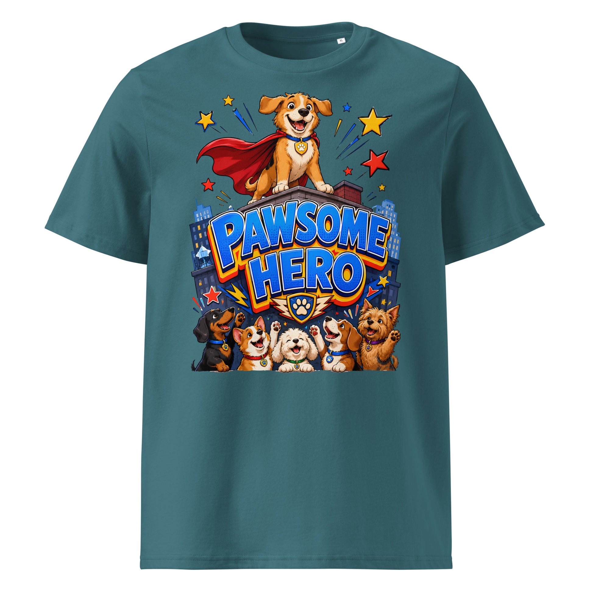 Elite Pawsome Hero - Premium Luxury Organic Cotton Dog Lovers T-Shirt by printfluence.net