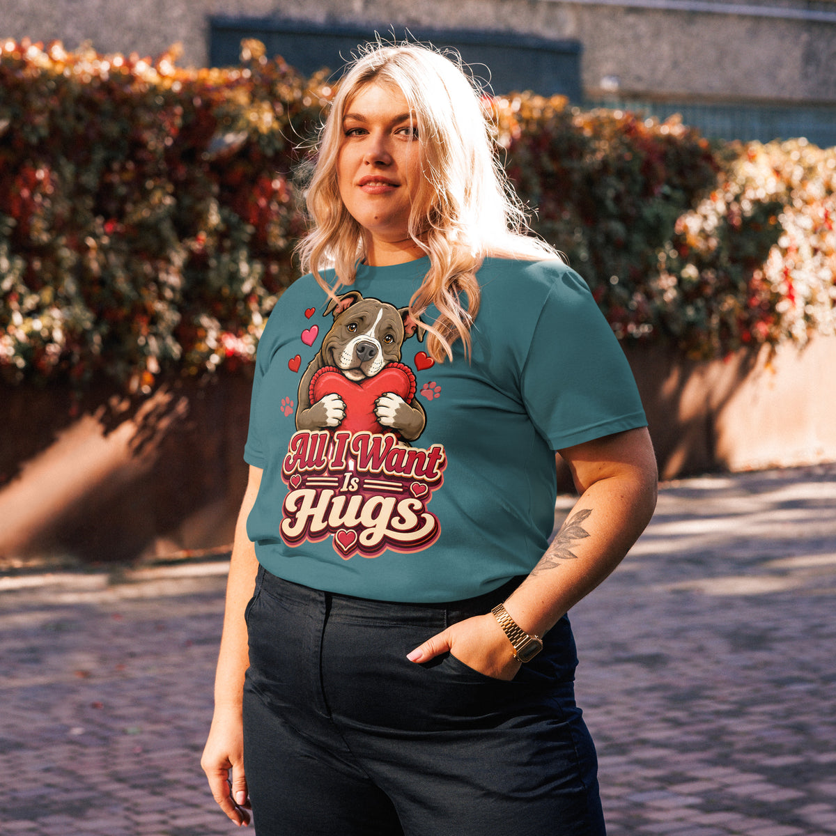 All I Want Is Hugs Pitbull Lovers Organic Tee by printfluence.net
