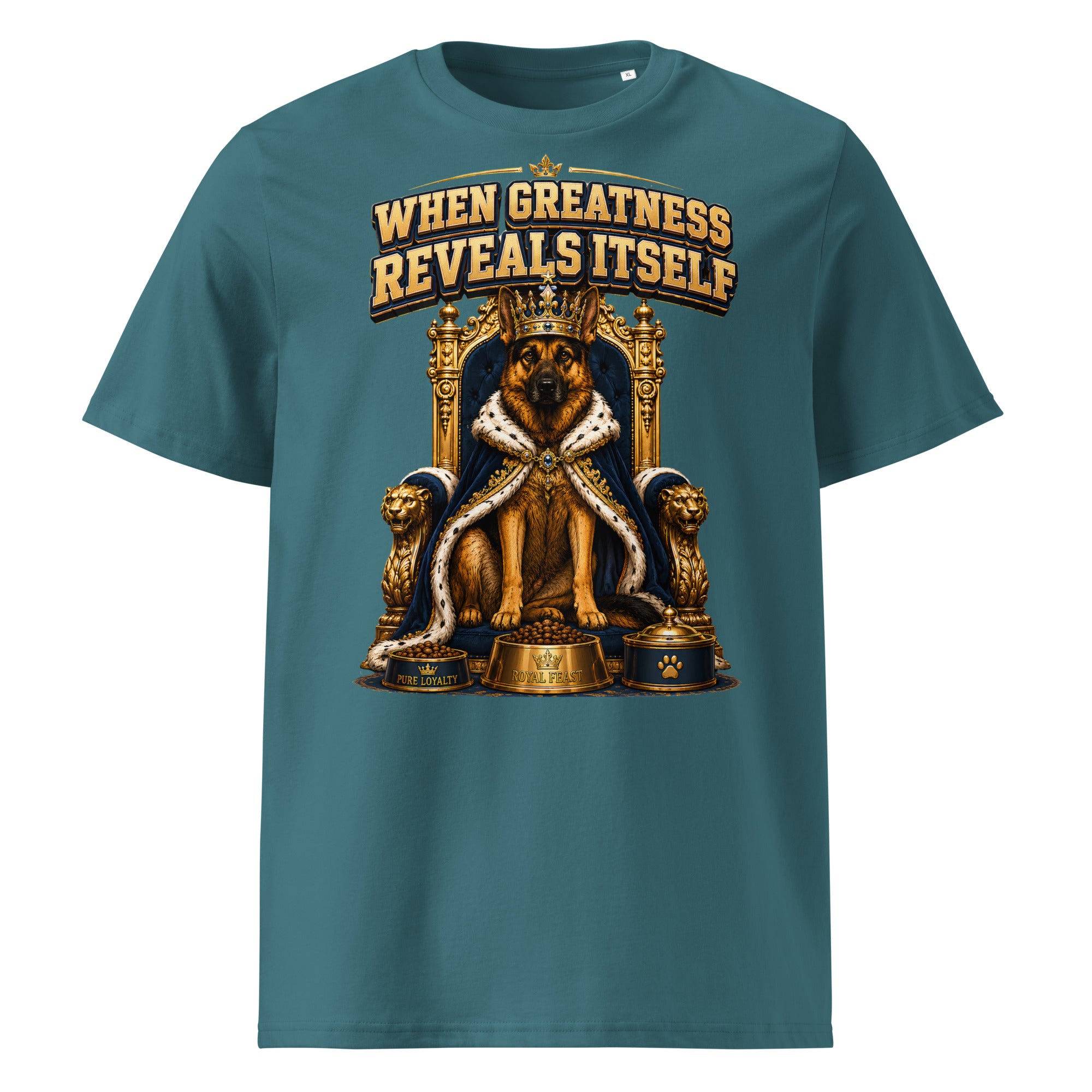 German Shepherd King Royal Greatness Organic Cotton T-Shirt by printfluence.net