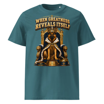 German Shepherd King Royal Greatness Organic Cotton T-Shirt by printfluence.net