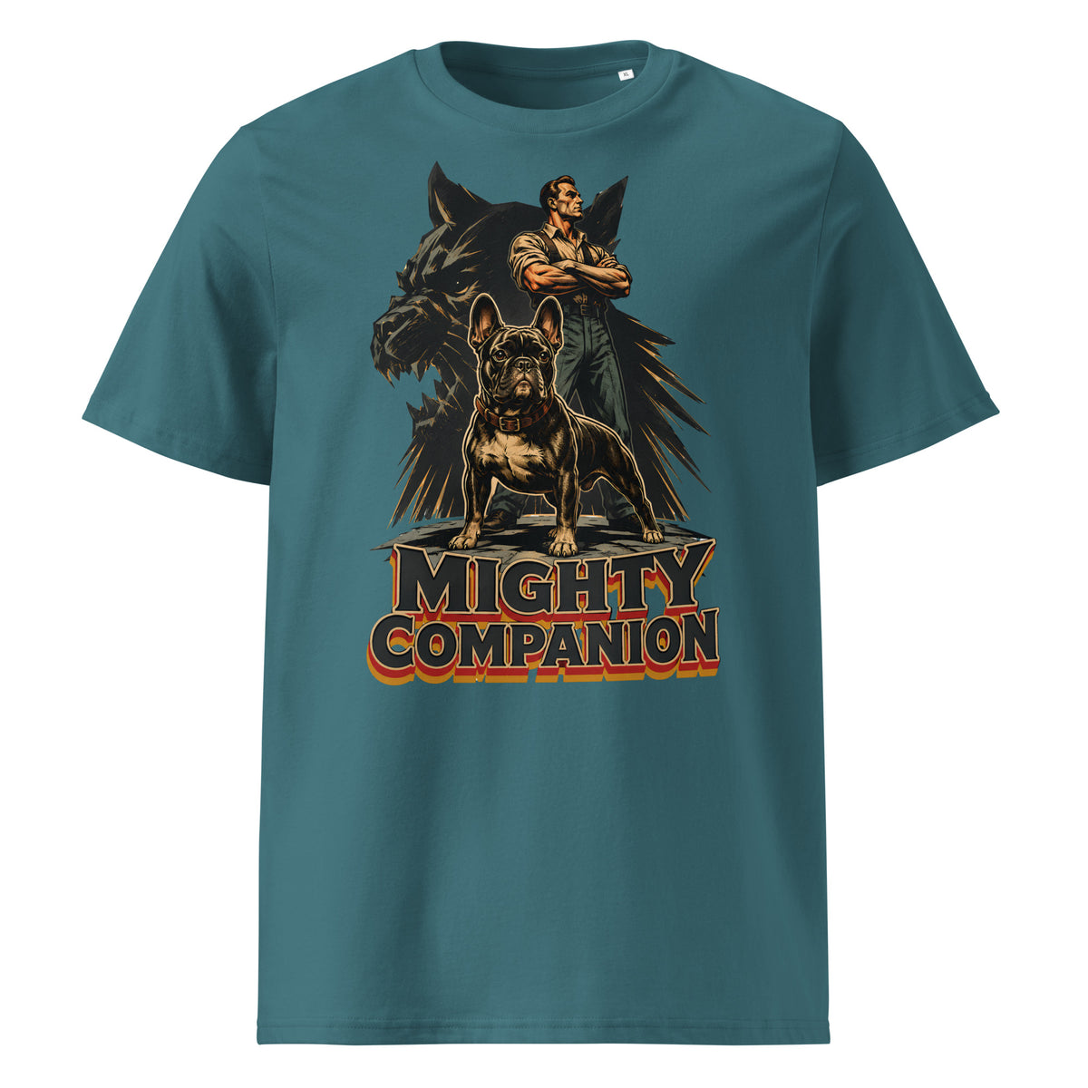 Mighty Companion Frenchie Tee - Organic French Bulldog Lovers T-Shirt T-15 by printfluence.net