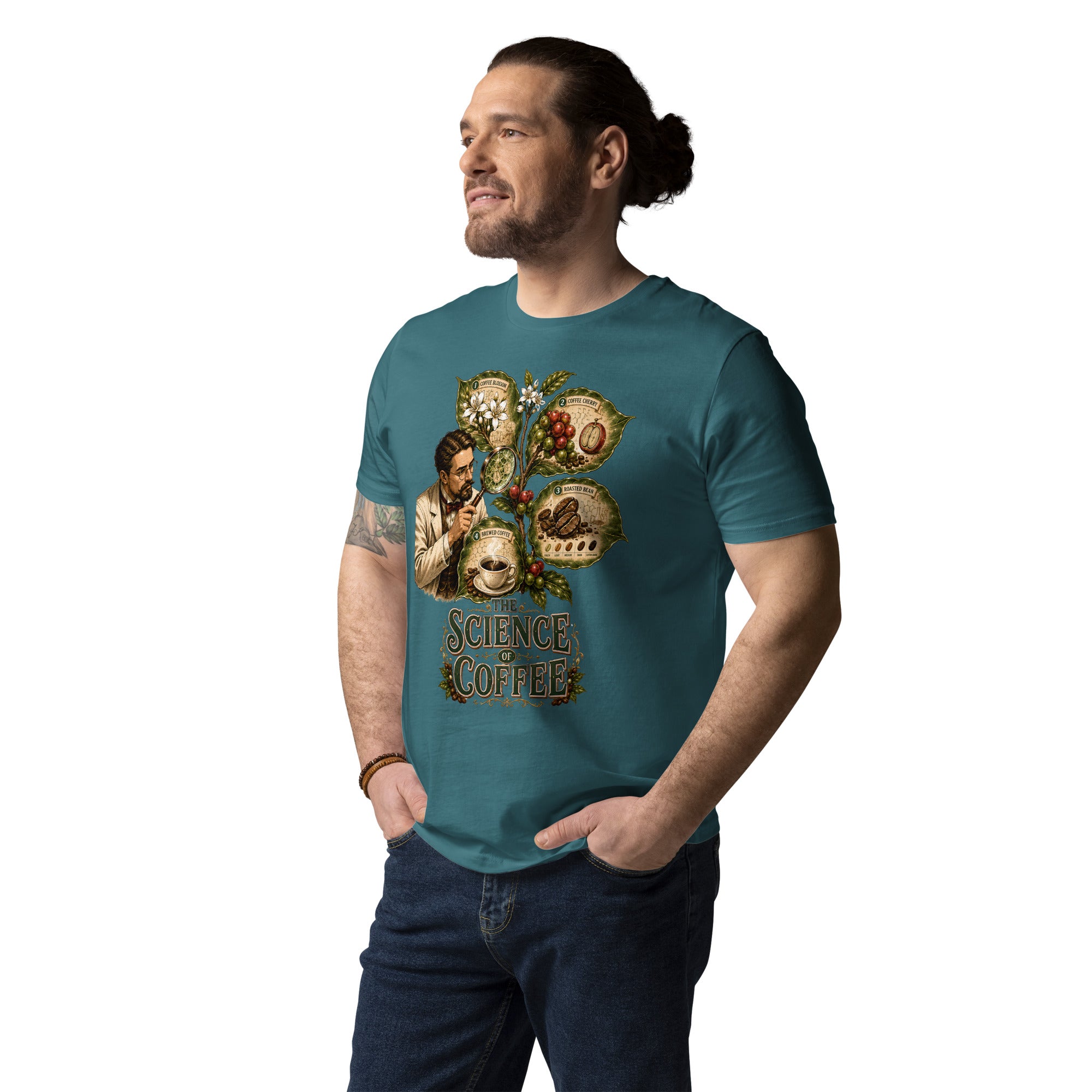 Coffee Lovers Unisex Organic Cotton T-shirt The Science of Coffee – Educational Botanical Graphic Tee by printfluence.net