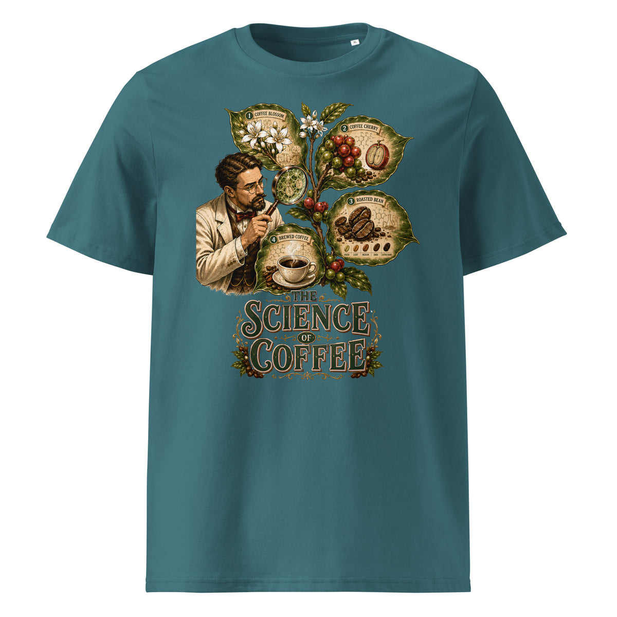 Coffee Lovers Unisex Organic Cotton T-shirt The Science of Coffee – Educational Botanical Graphic Tee by printfluence.net
