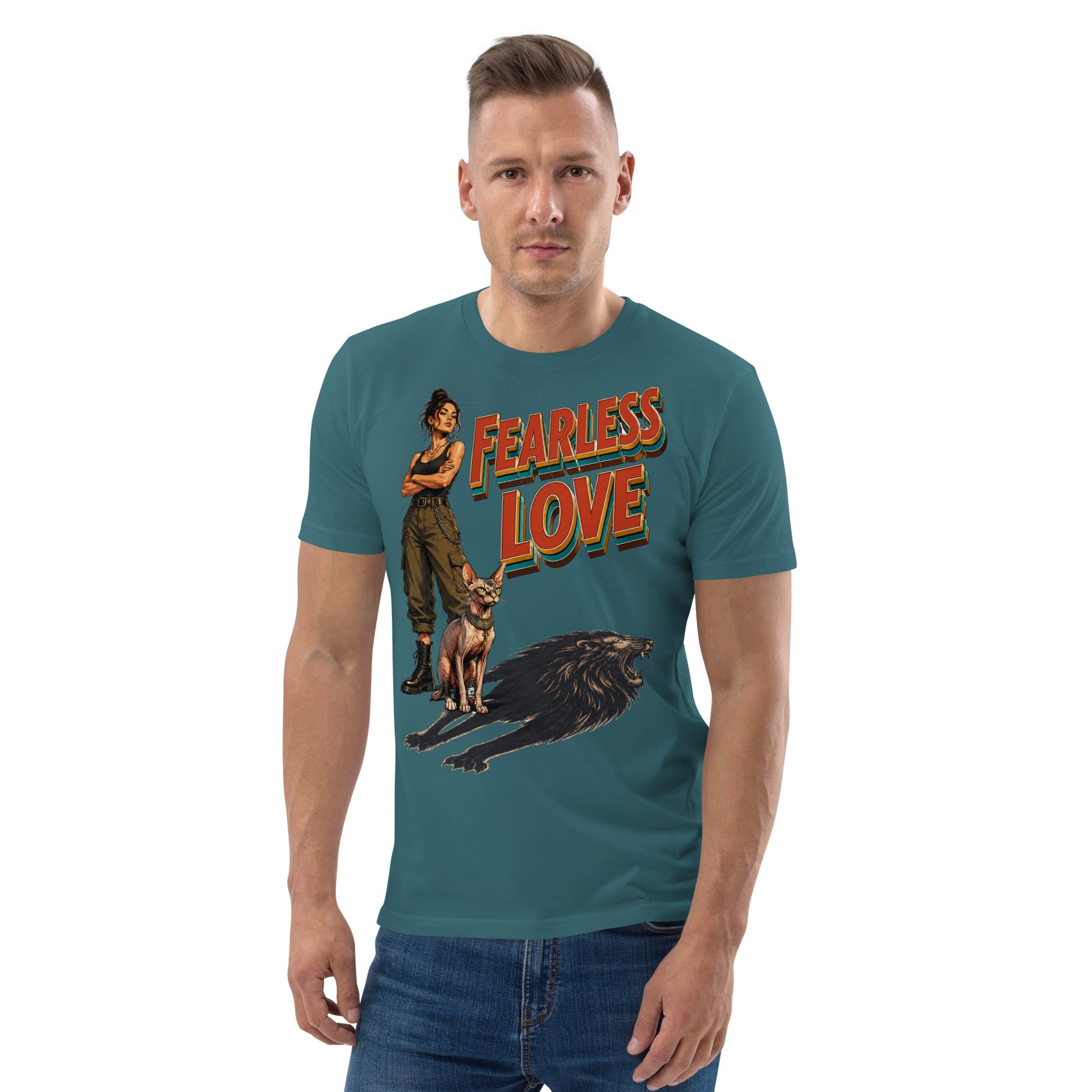 Cat Lovers Unisex Organic Cotton T-Shirt "Fearless Love" by printfluence.net