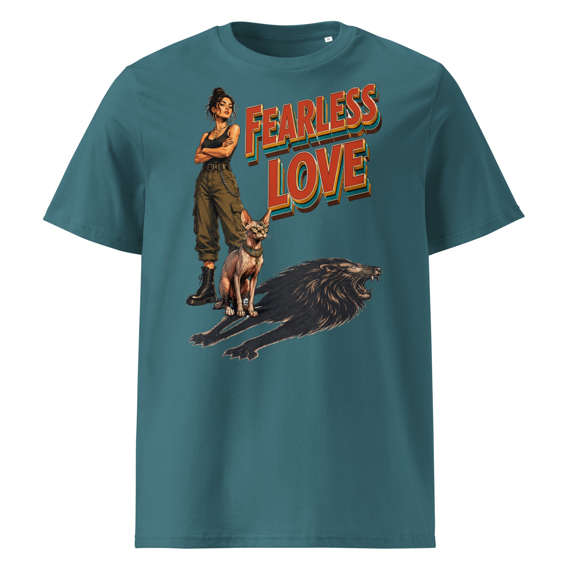 Cat Lovers Unisex Organic Cotton T-Shirt "Fearless Love" by printfluence.net