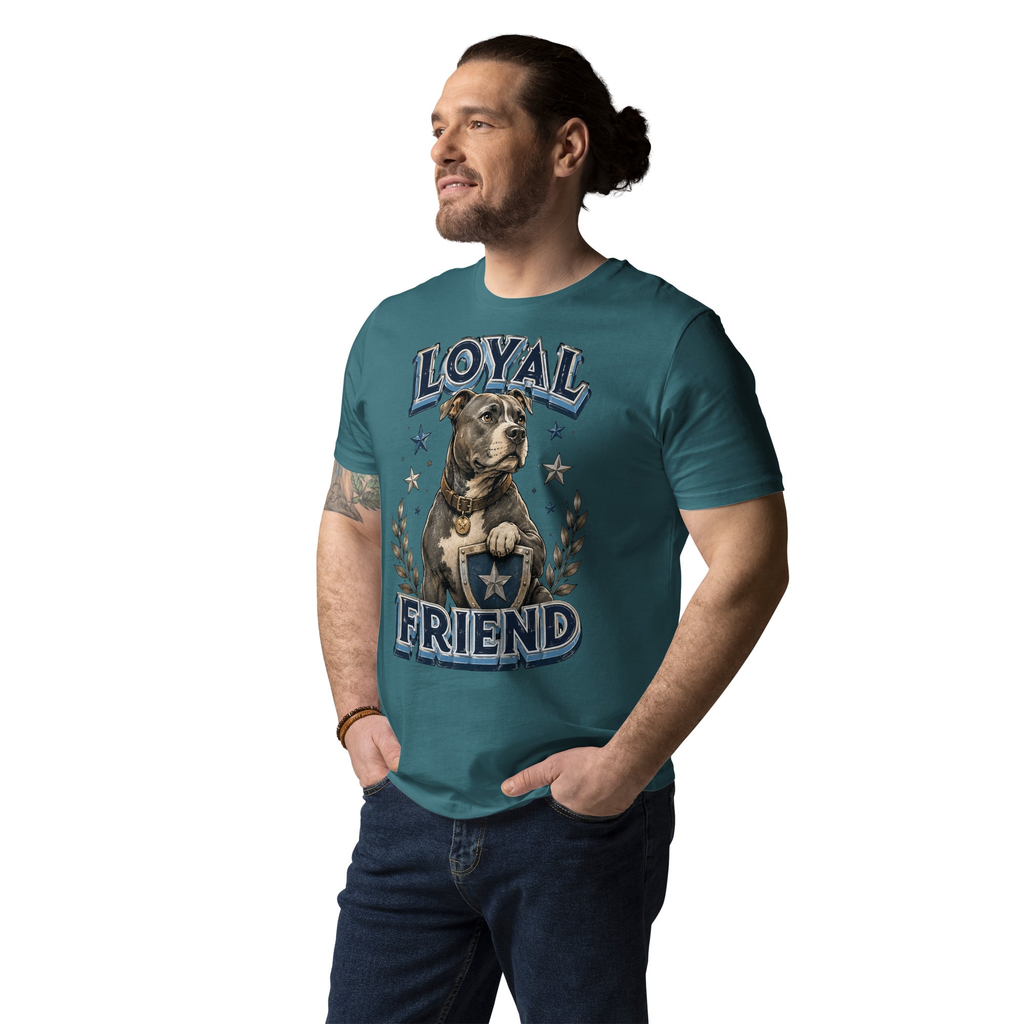 Pitbull Lovers | Unisex Organic Cotton T-Shirt - Loyal Friend by printfluence.net