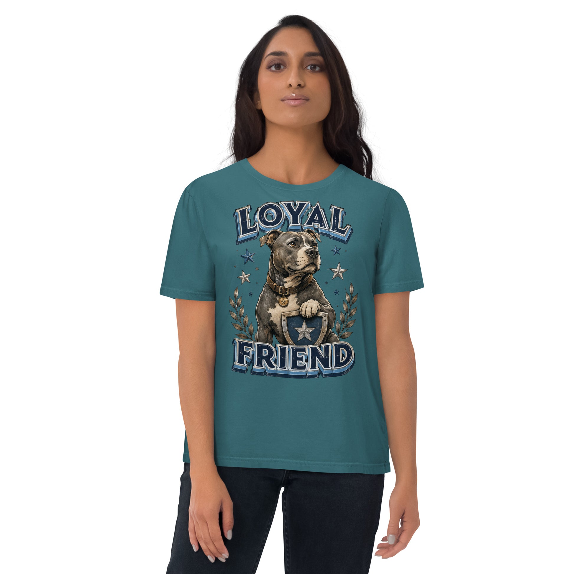 Pitbull Lovers | Unisex Organic Cotton T-Shirt - Loyal Friend by printfluence.net