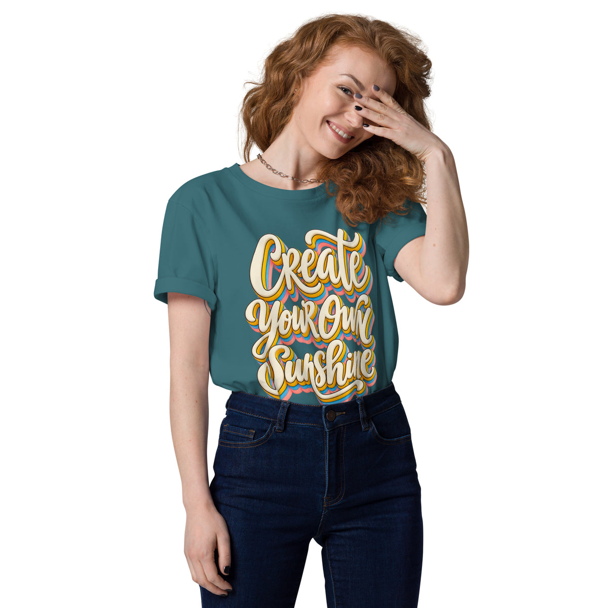 Inspirational Quotes Lovers | Unisex Organic Cotton Creator 2.0 T-Shirt — Create Your Own Sunshine by printfluence