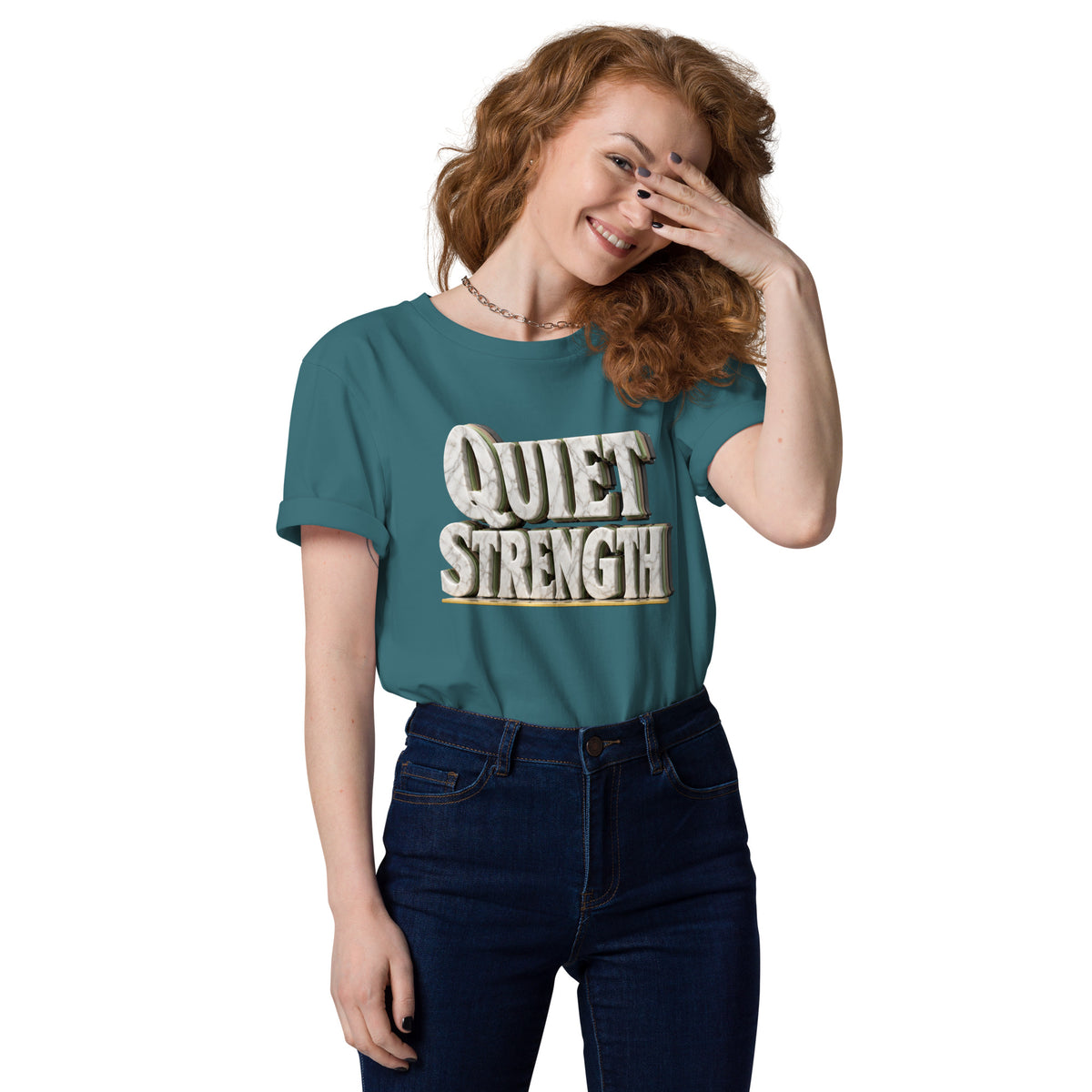 Inspirational Quotes Lovers | Unisex Organic Cotton Creator 2.0 T-Shirt — QUIET STRENGTH by printfluence