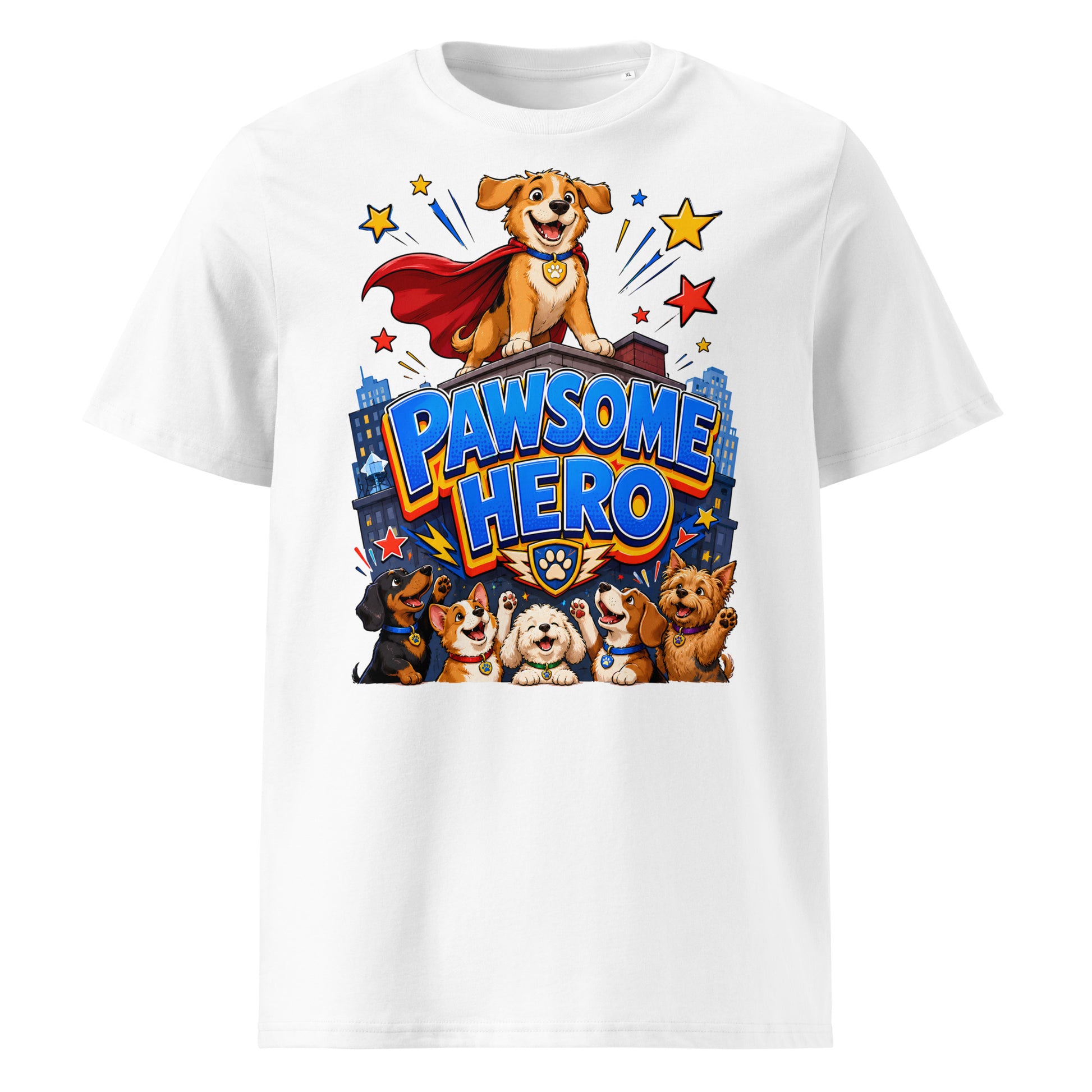 Elite Pawsome Hero - Premium Luxury Organic Cotton Dog Lovers T-Shirt by printfluence.net