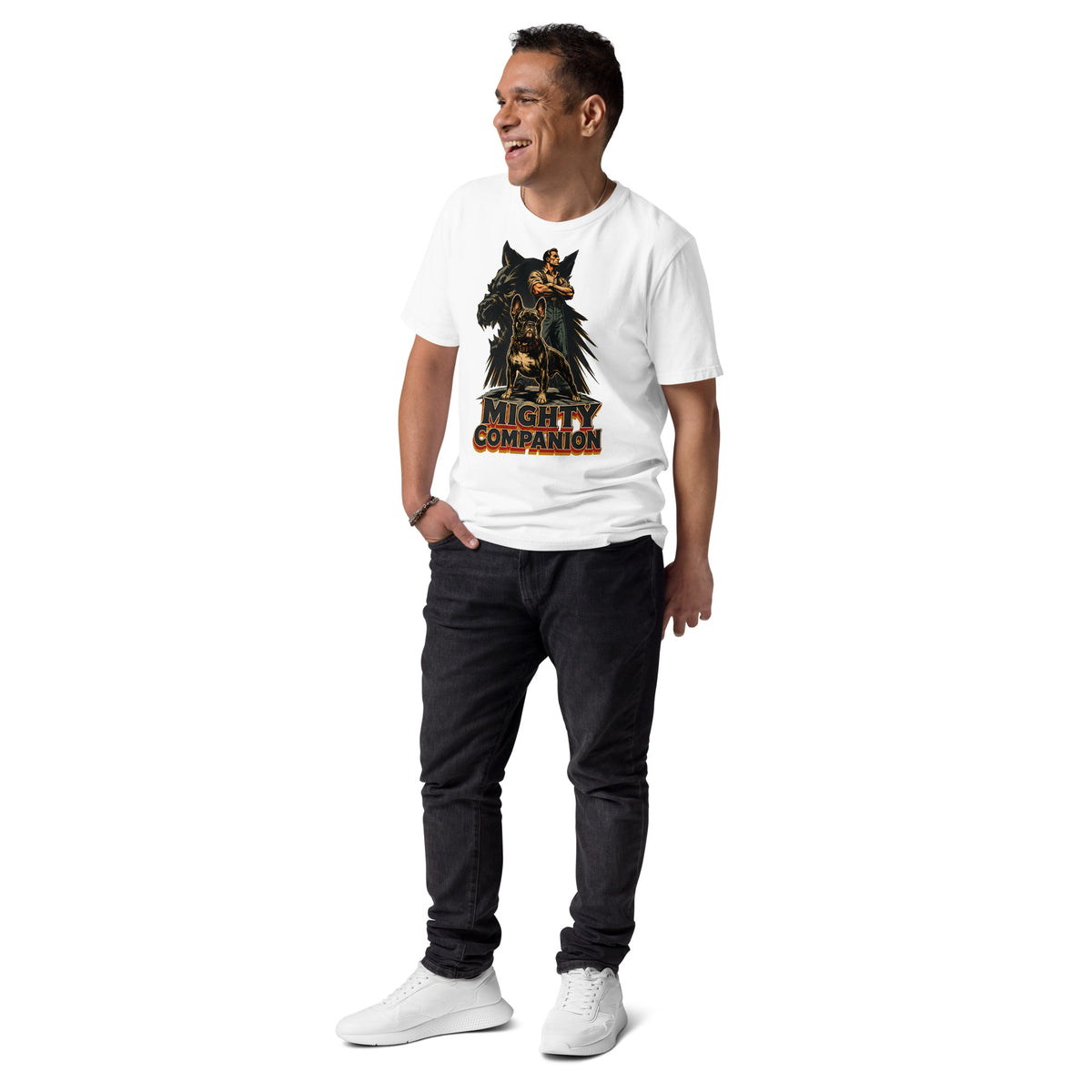 Mighty Companion Frenchie Tee - Organic French Bulldog Lovers T-Shirt T-15 by printfluence.net
