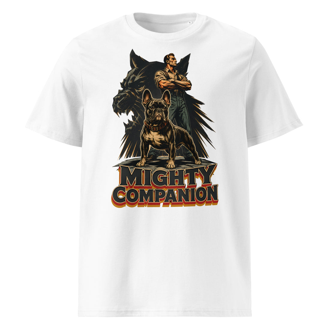 Mighty Companion Frenchie Tee - Organic French Bulldog Lovers T-Shirt T-15 by printfluence.net