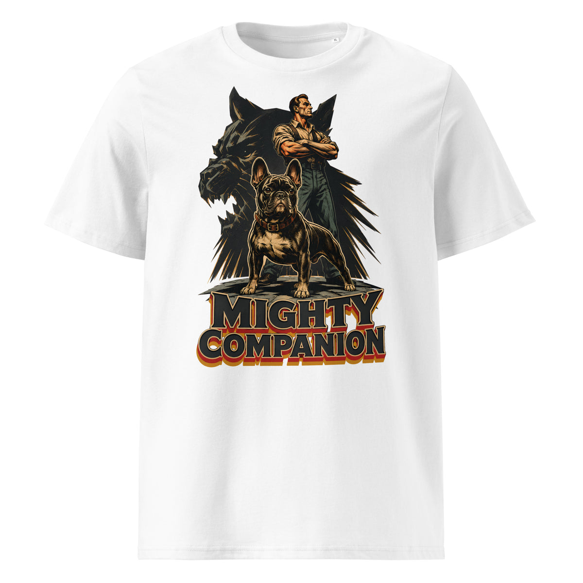 Mighty Companion Frenchie Tee - Organic French Bulldog Lovers T-Shirt T-15 by printfluence.net