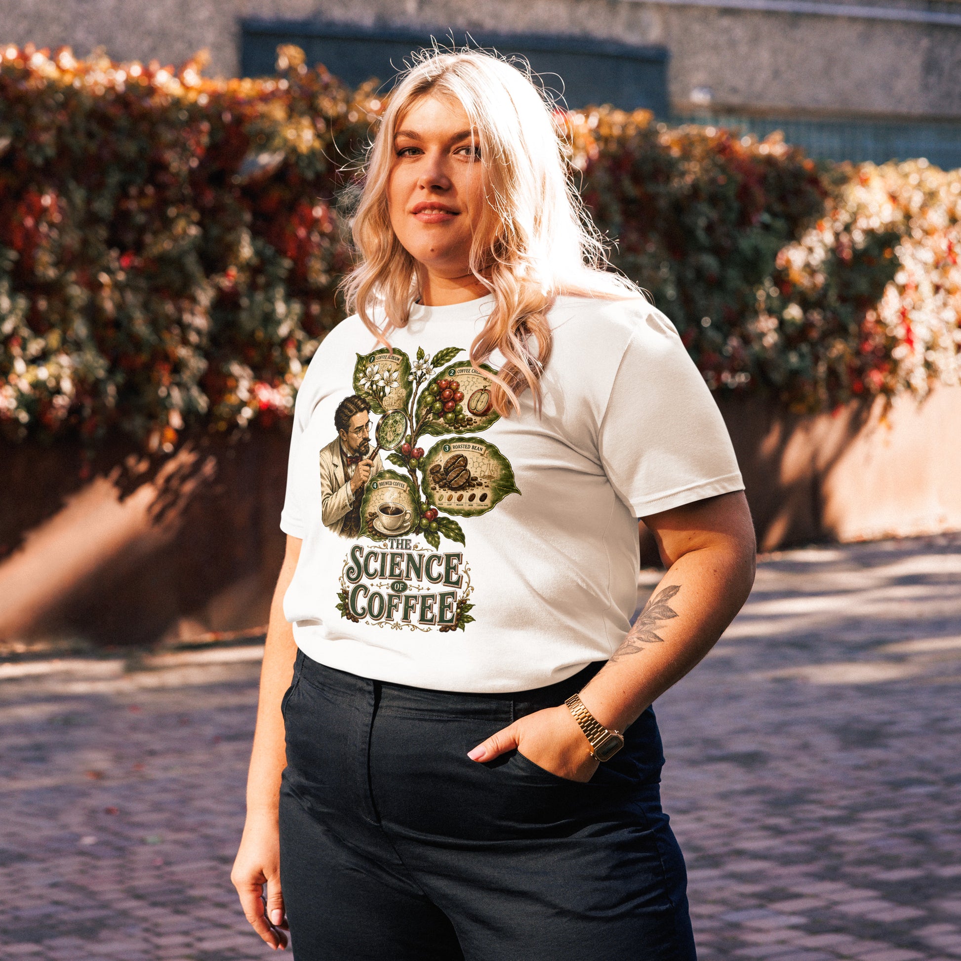 Coffee Lovers Unisex Organic Cotton T-shirt The Science of Coffee – Educational Botanical Graphic Tee by printfluence.net