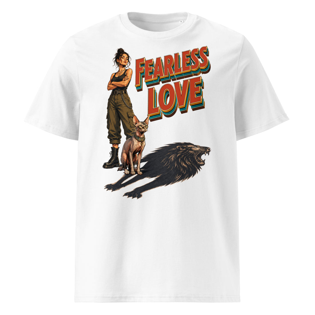 Cat Lovers Unisex Organic Cotton T-Shirt "Fearless Love" by printfluence.net