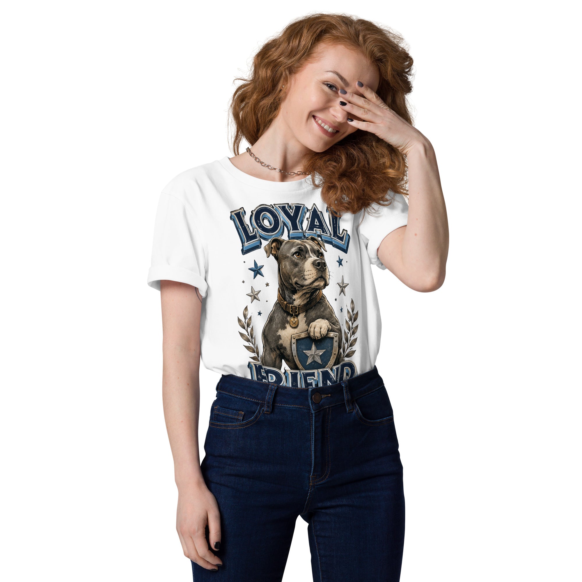 Pitbull Lovers | Unisex Organic Cotton T-Shirt - Loyal Friend by printfluence.net