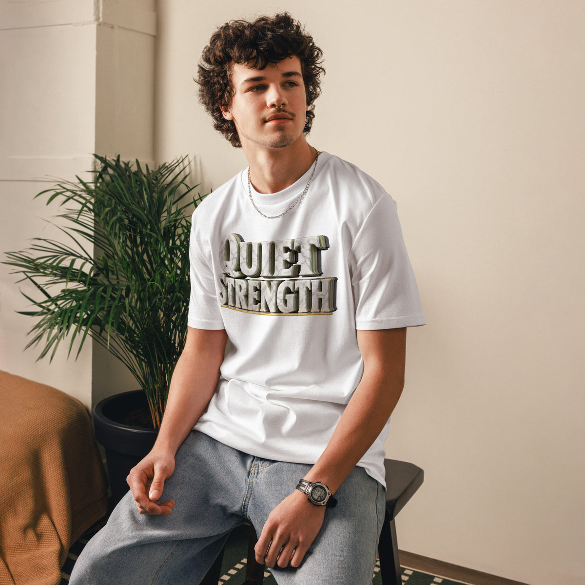 Inspirational Quotes Lovers | Unisex Organic Cotton Creator 2.0 T-Shirt — QUIET STRENGTH by printfluence